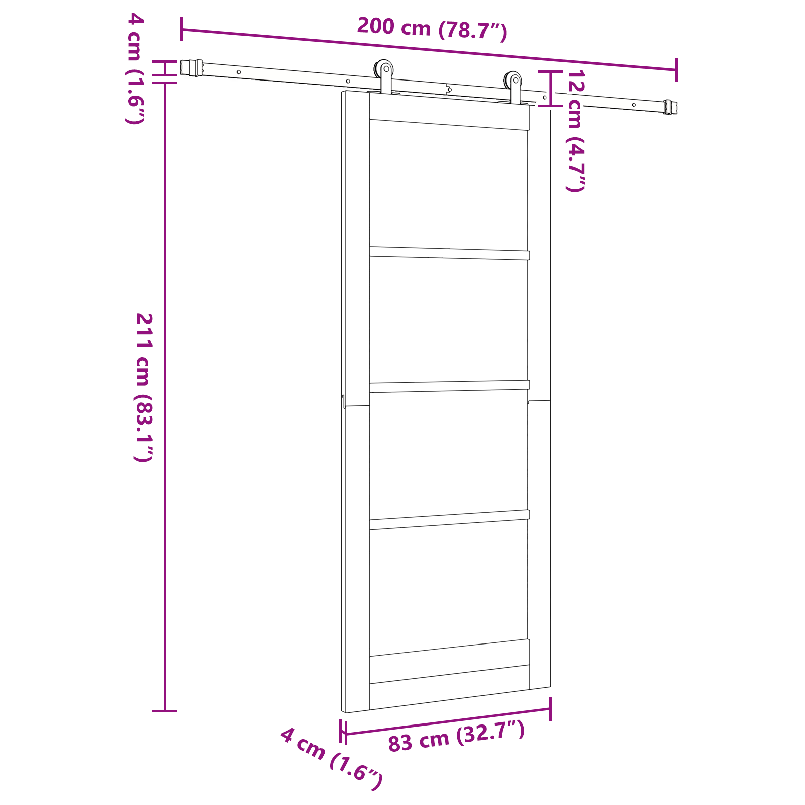 Sliding Door with Hardware Set 83x211 cm Solid Wood Pine - Image 11
