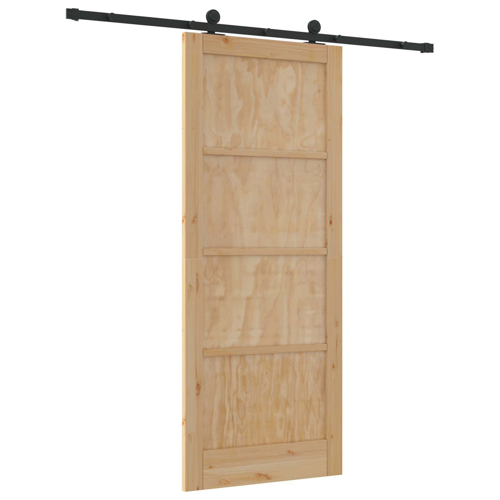 Sliding Door with Hardware Set 86x211 cm Solid Wood Pine - Image 6