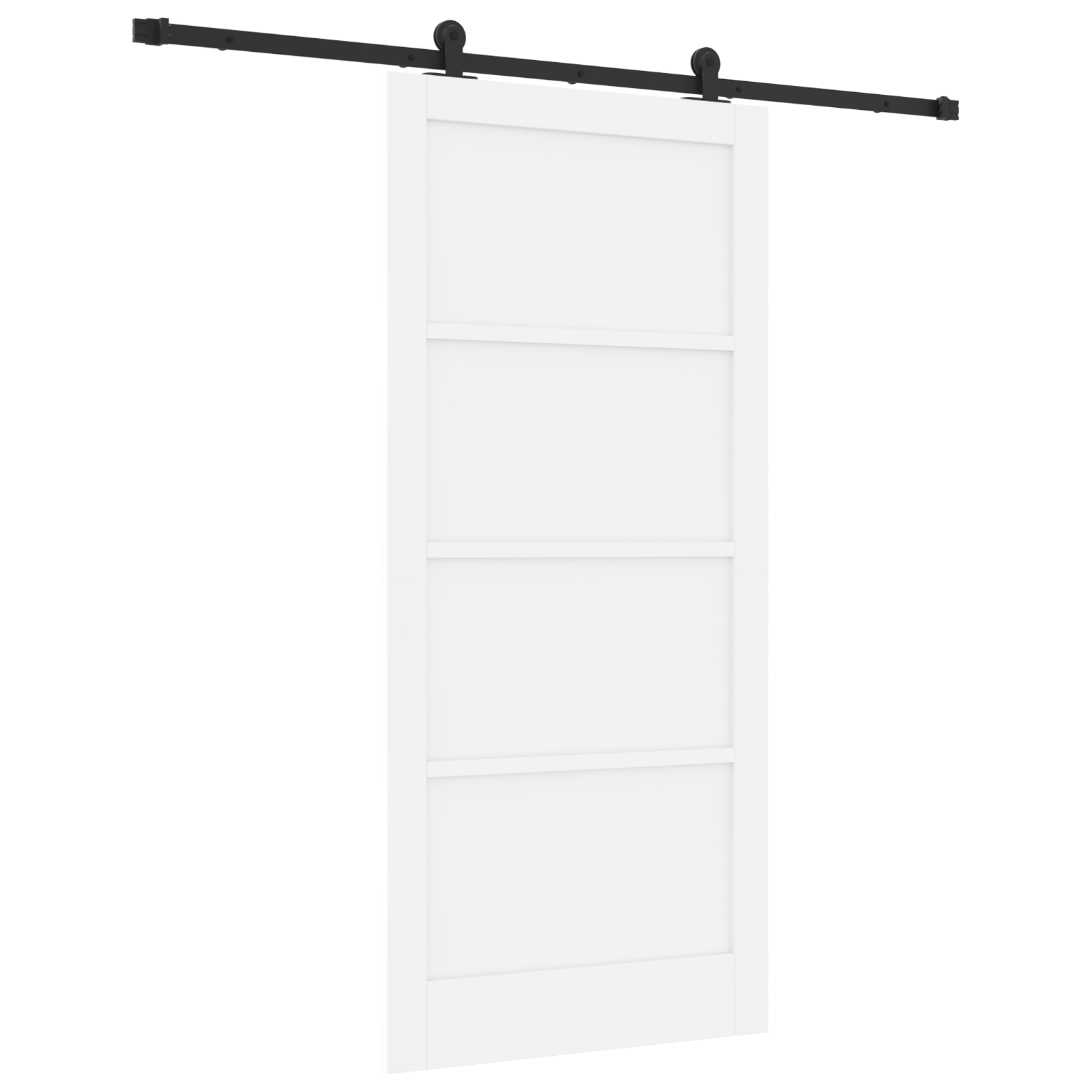 Sliding Door with Hardware Set White 93x202 cm Solid Wood Pine - Image 2