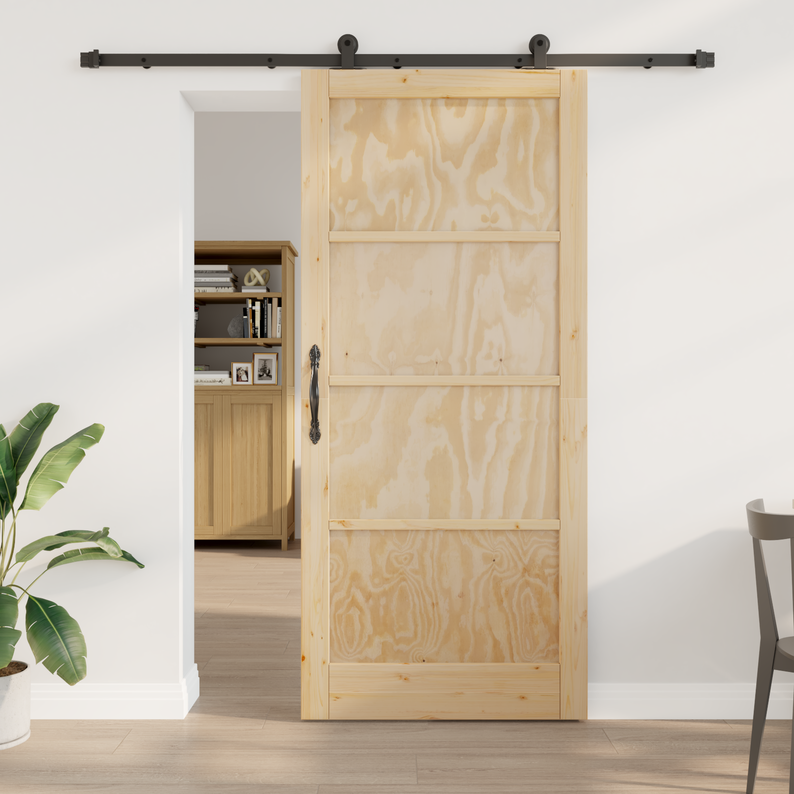 Sliding Door with Hardware Set 93x211 cm Solid Wood Pine