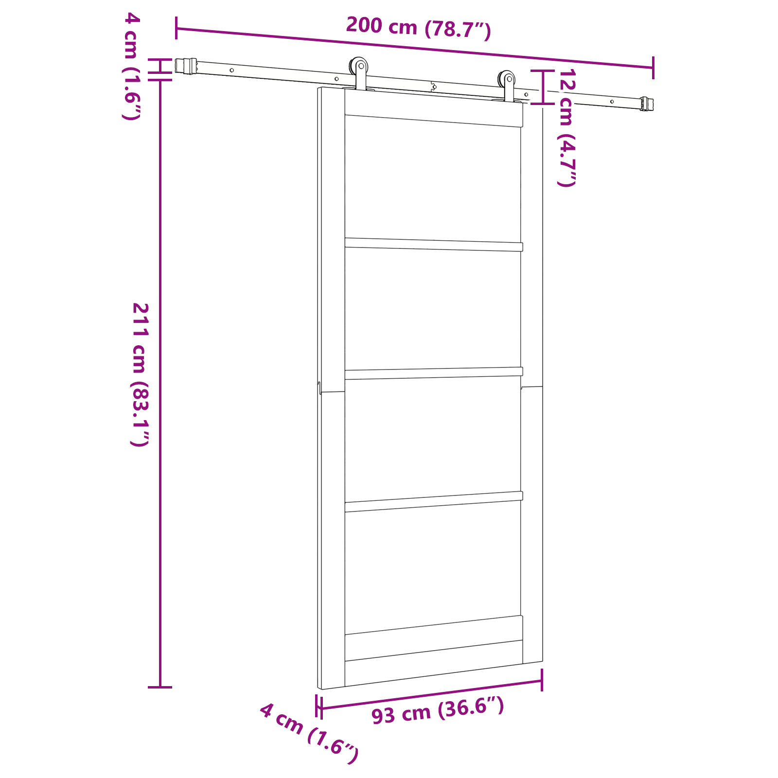 Sliding Door with Hardware Set White 93x211 cm Solid Wood Pine - Image 11
