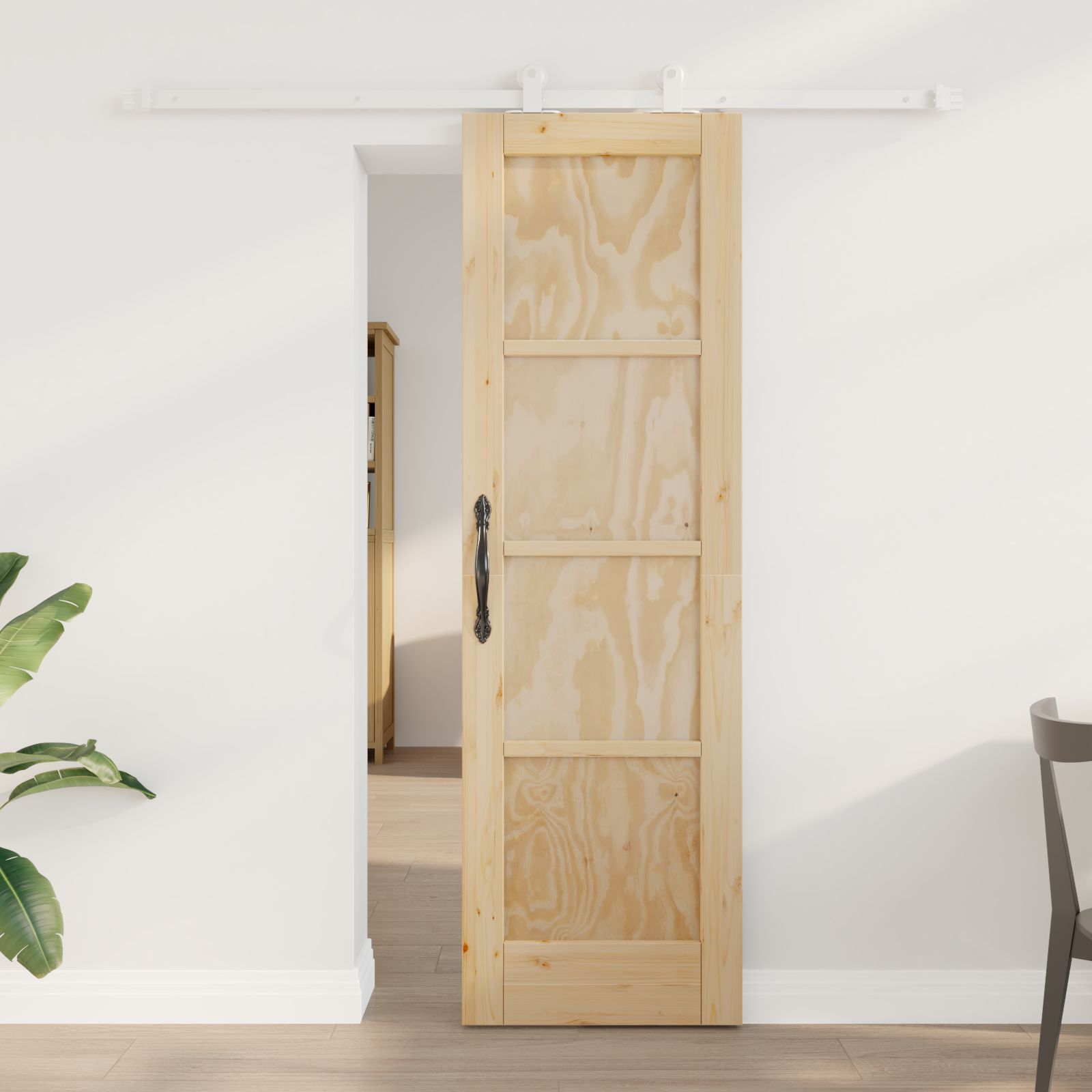 Sliding Door with Hardware Set 61x198.5 cm Solid Wood Pine