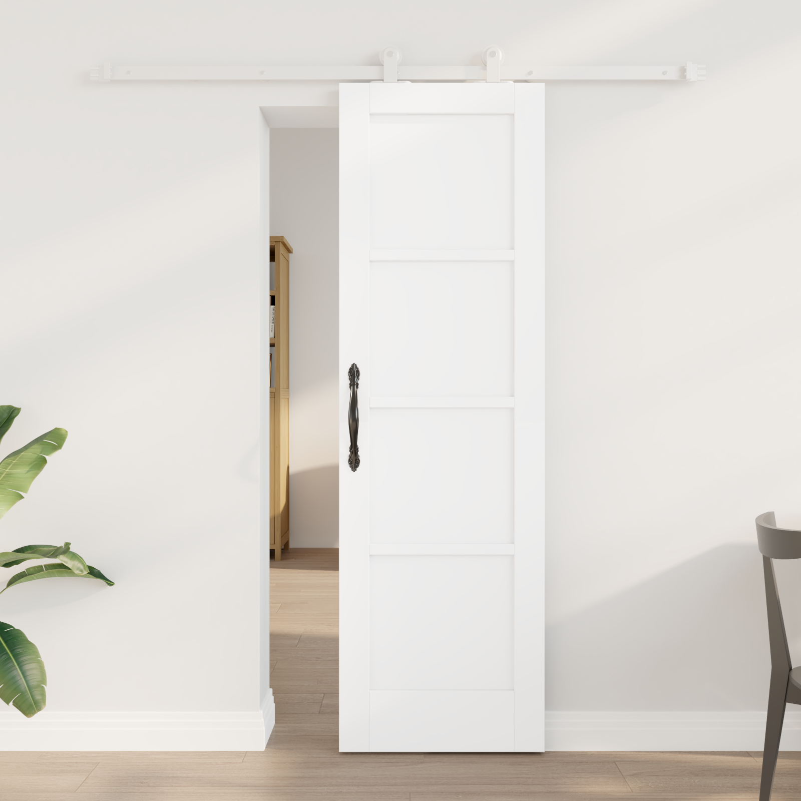 Sliding Door with Hardware Set White 61x198,5 cm Solid Wood Pine