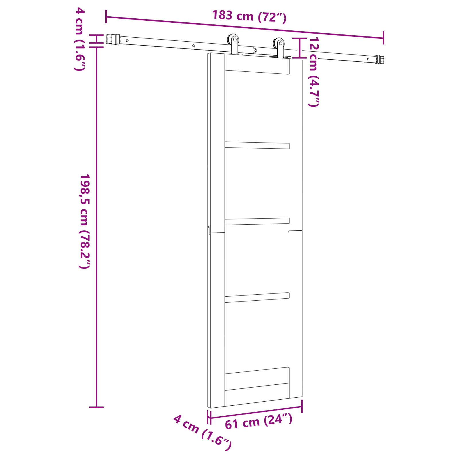 Sliding Door with Hardware Set White 61x198,5 cm Solid Wood Pine - Image 11