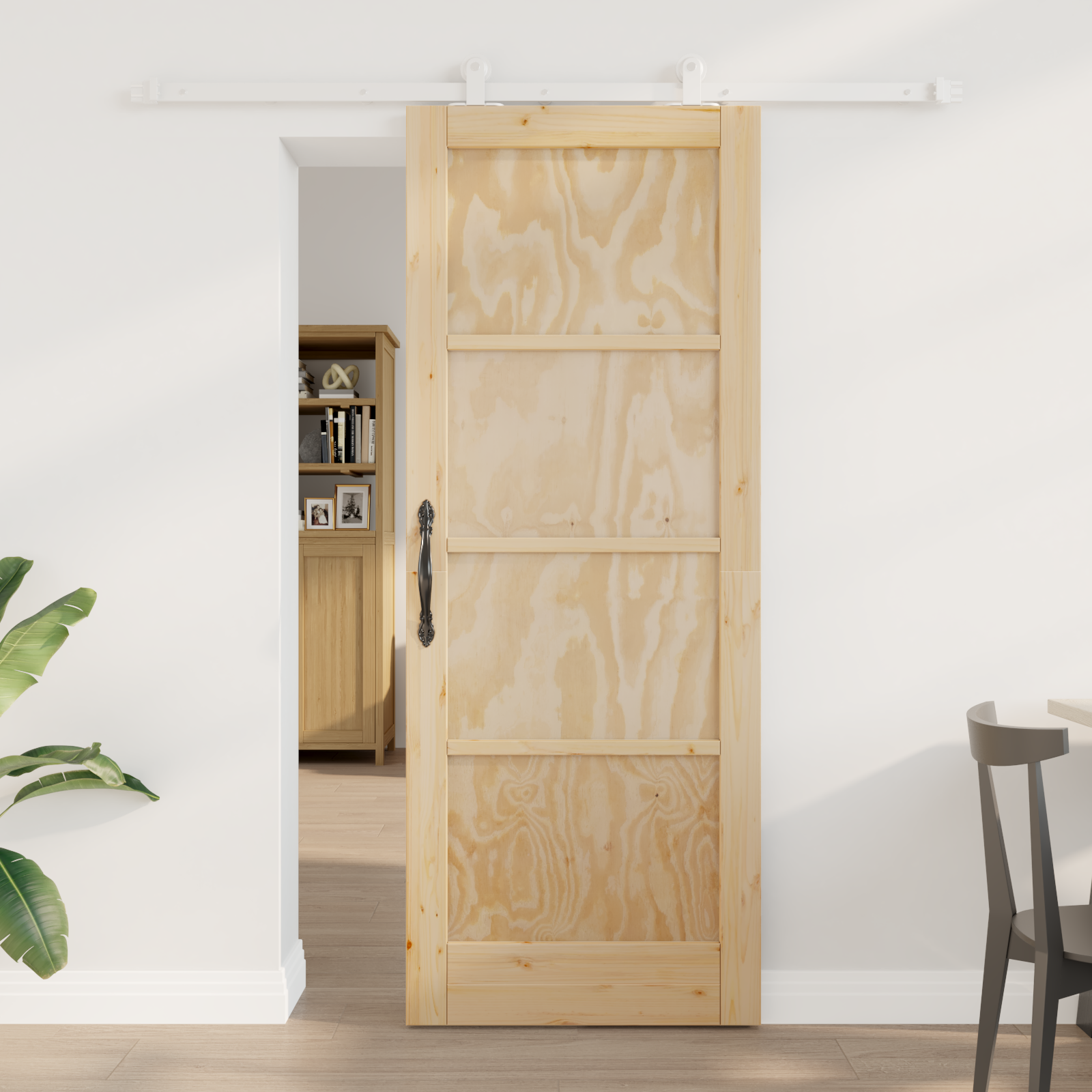 Sliding Door with Hardware Set 78x202 cm Solid Wood Pine