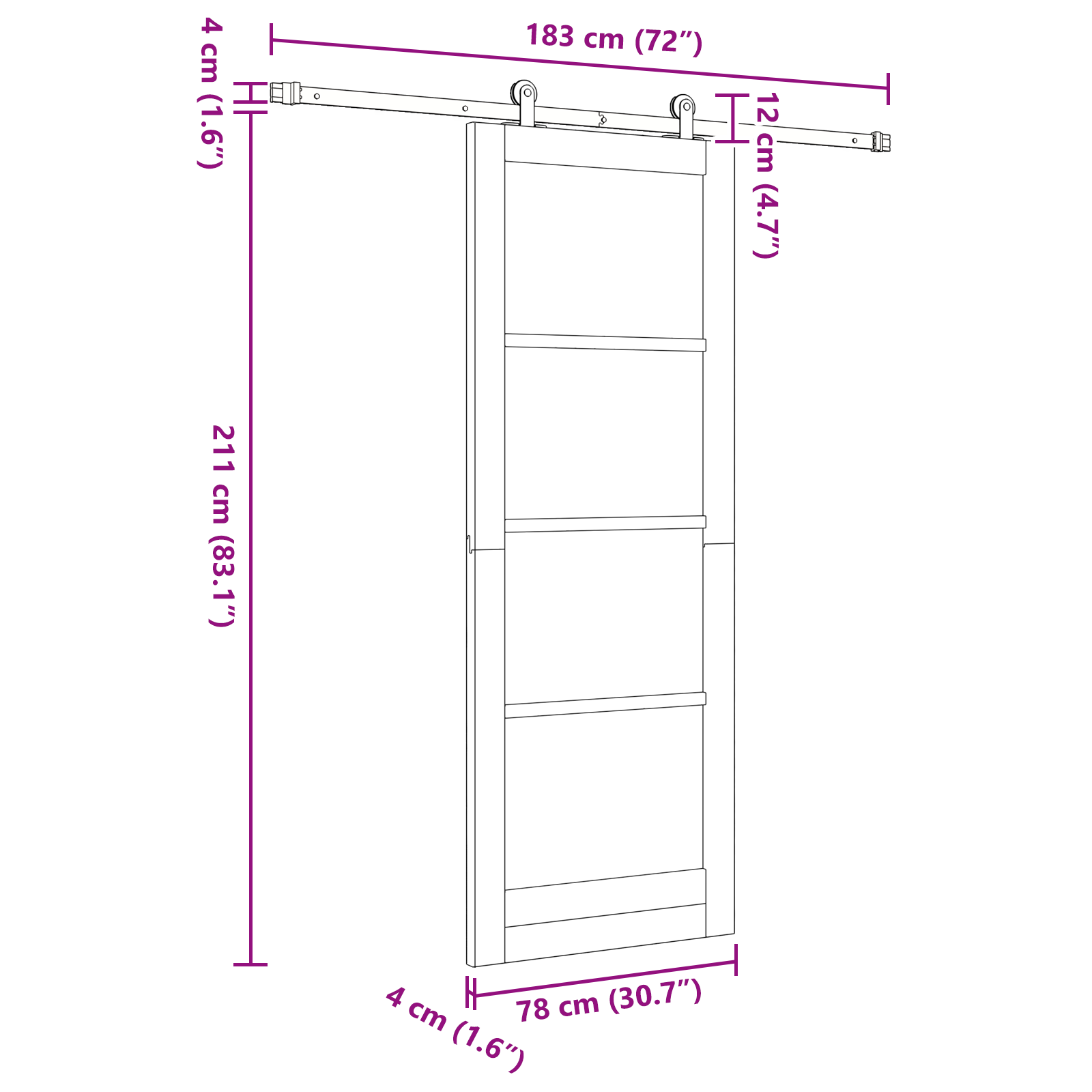 Sliding Door with Hardware Set White 78x211 cm Solid Wood Pine - Image 11