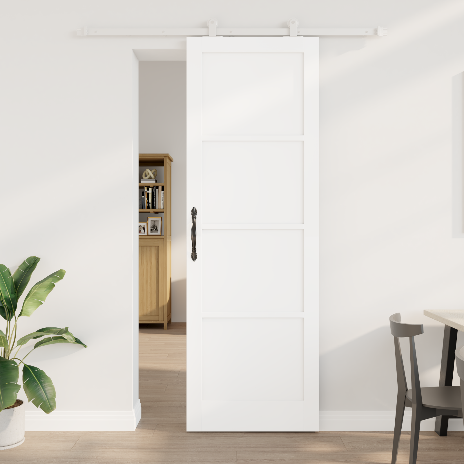 Sliding Door with Hardware Set White 78x232 cm Solid Wood Pine