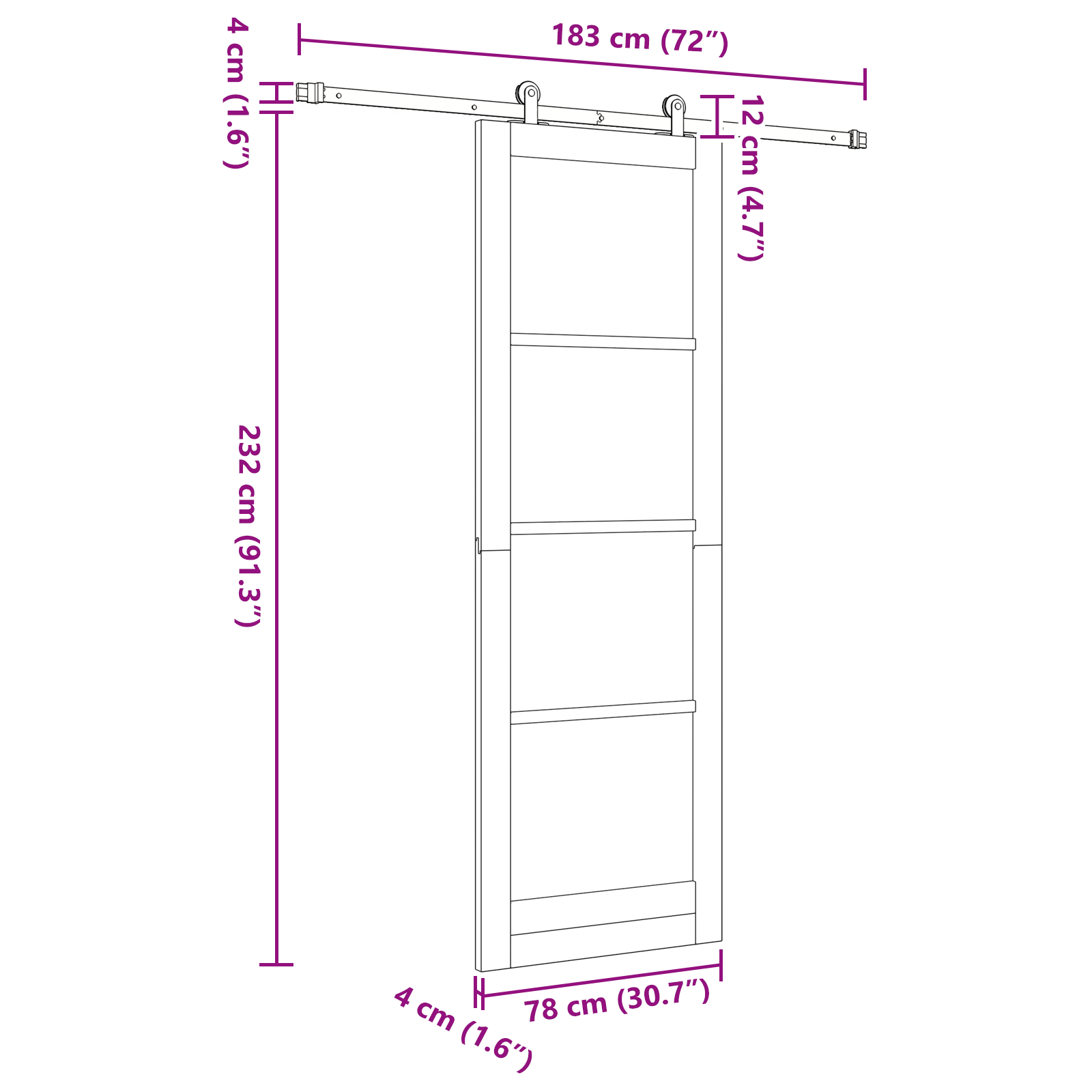 Sliding Door with Hardware Set White 78x232 cm Solid Wood Pine - Image 11