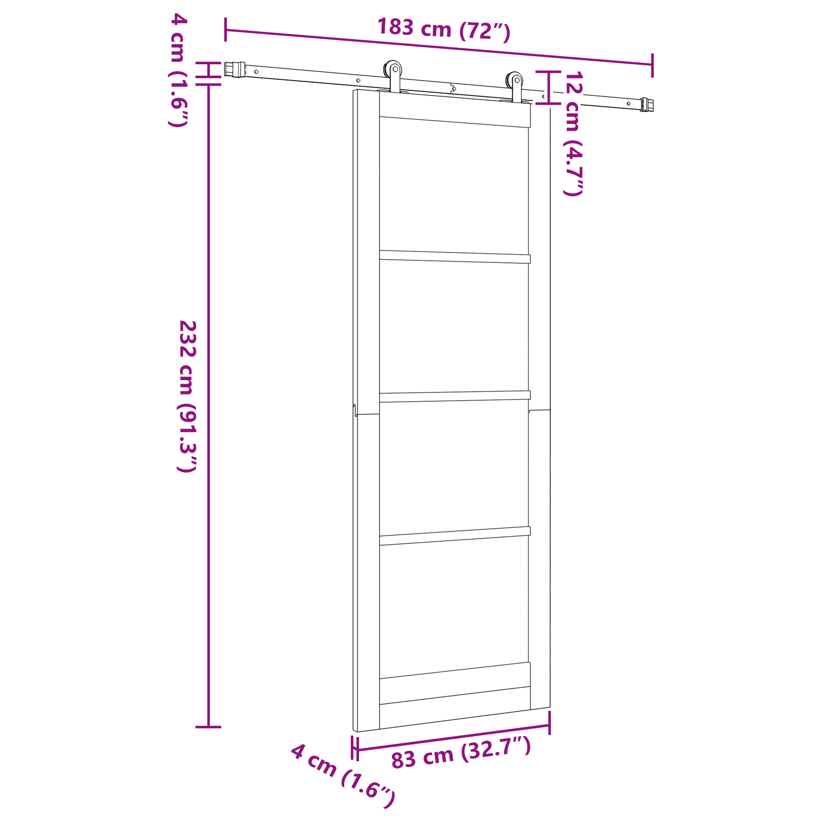 Sliding Door with Hardware Set White 83x232 cm Solid Wood Pine - Image 11