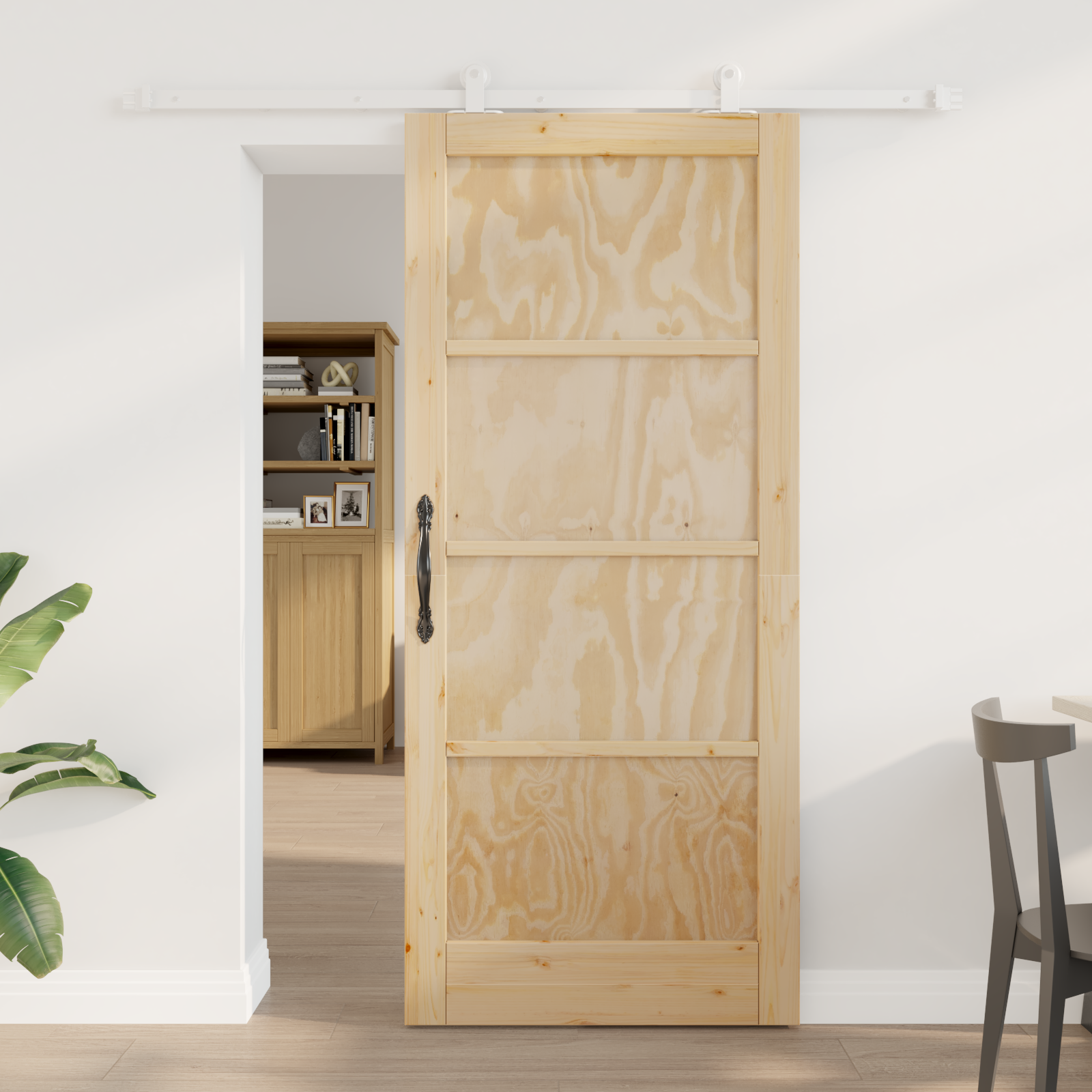 Sliding Door with Hardware Set 86x198.5 cm Solid Wood Pine