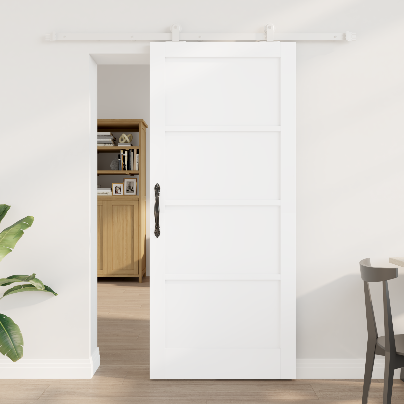 Sliding Door with Hardware Set White 86x198.5 cm Solid Wood Pine