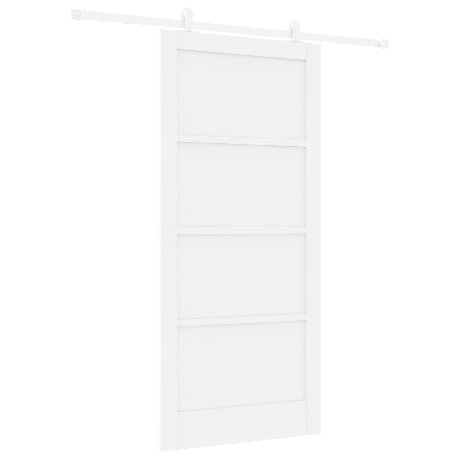 Sliding Door with Hardware Set White 93x202 cm Solid Wood Pine - Image 2