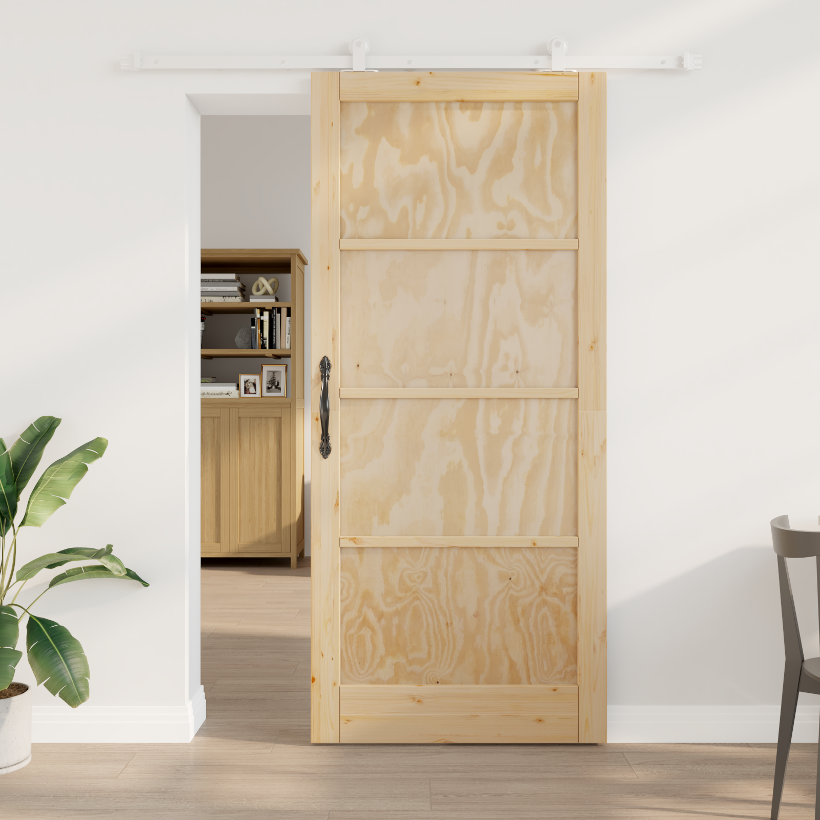 Sliding Door with Hardware Set 93x211 cm Solid Wood Pine