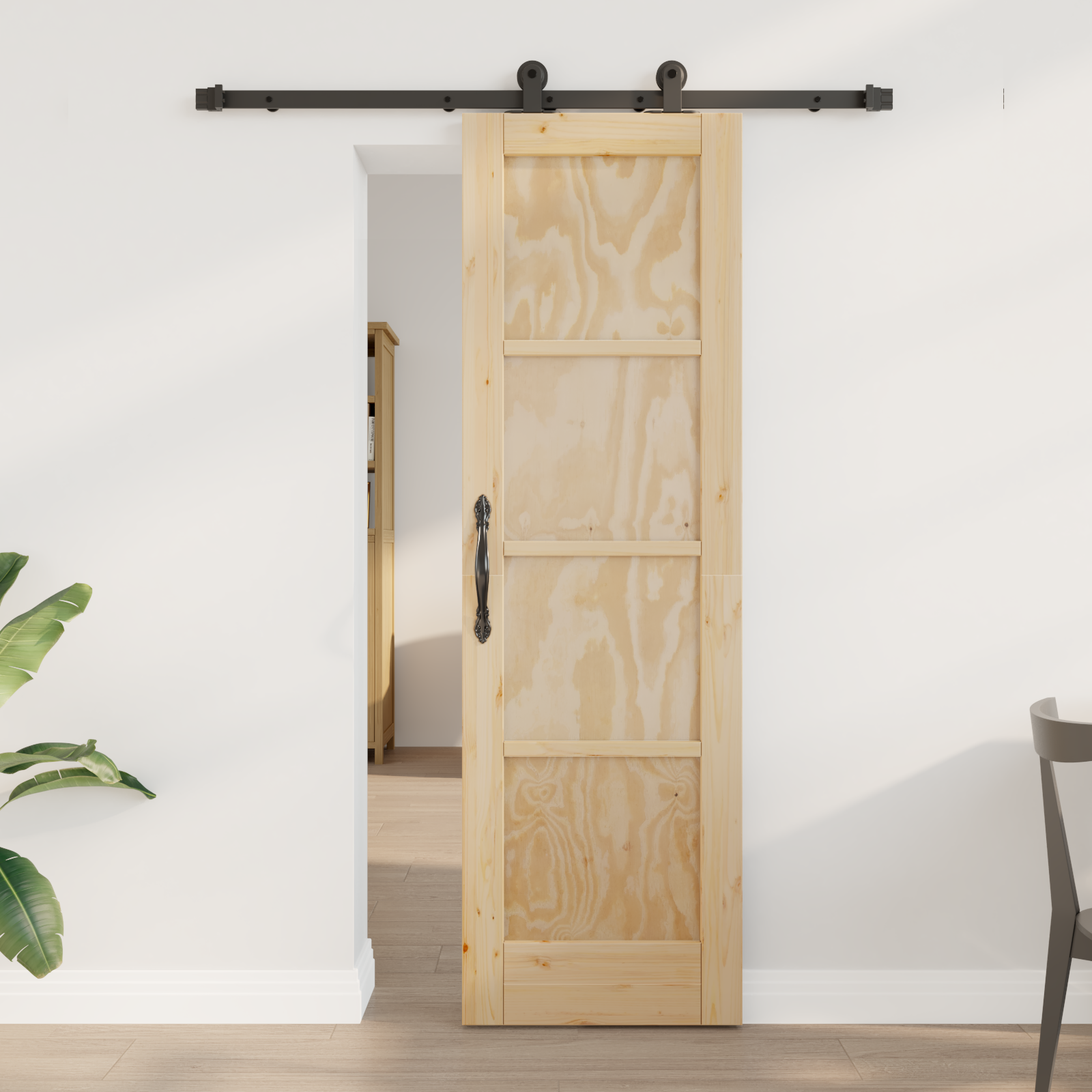 Sliding Door with Hardware Set 'ORKDAL'Solid Wood Pine