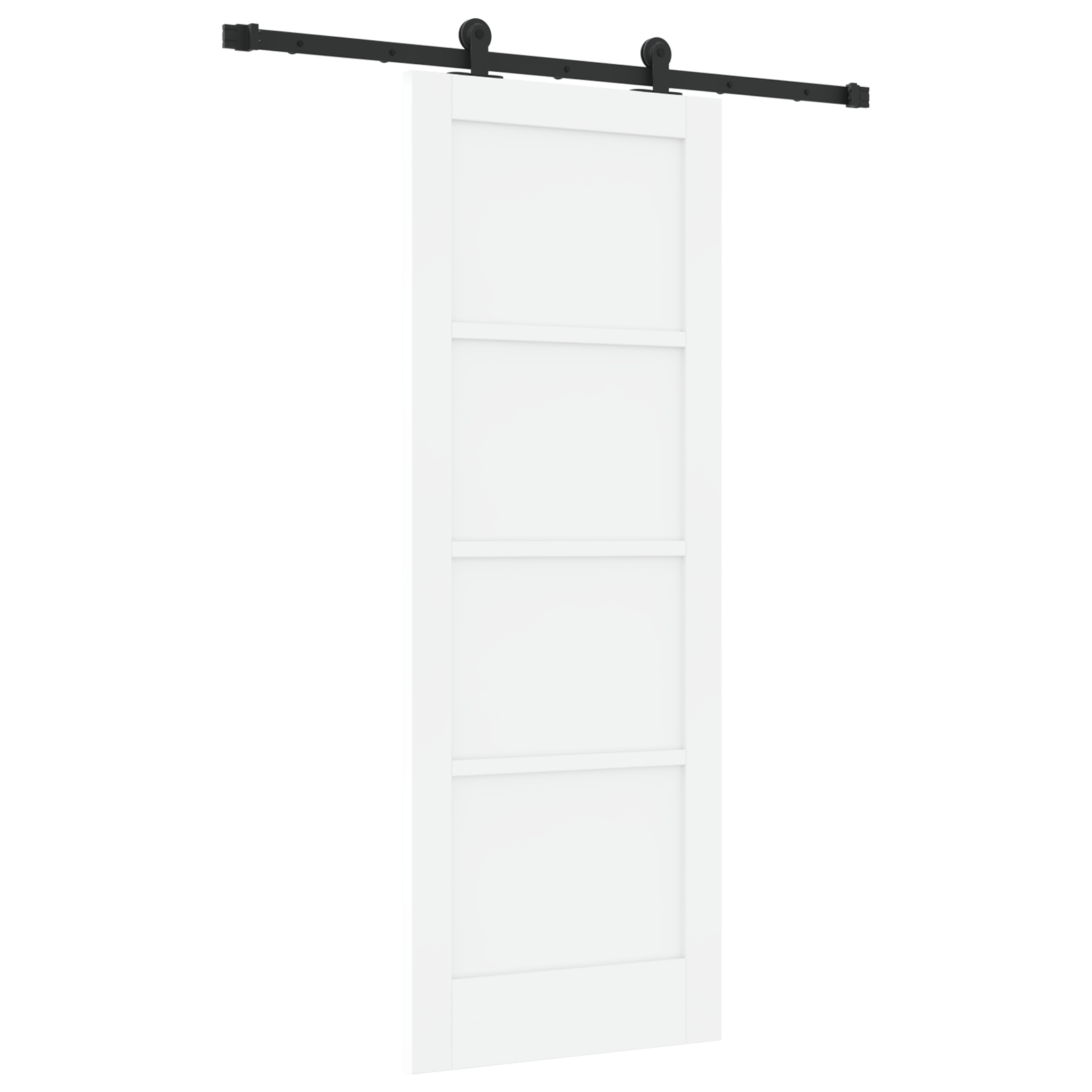 Sliding Door with Hardware Set 'ORKDAL'White Solid Wood Pine - Image 2