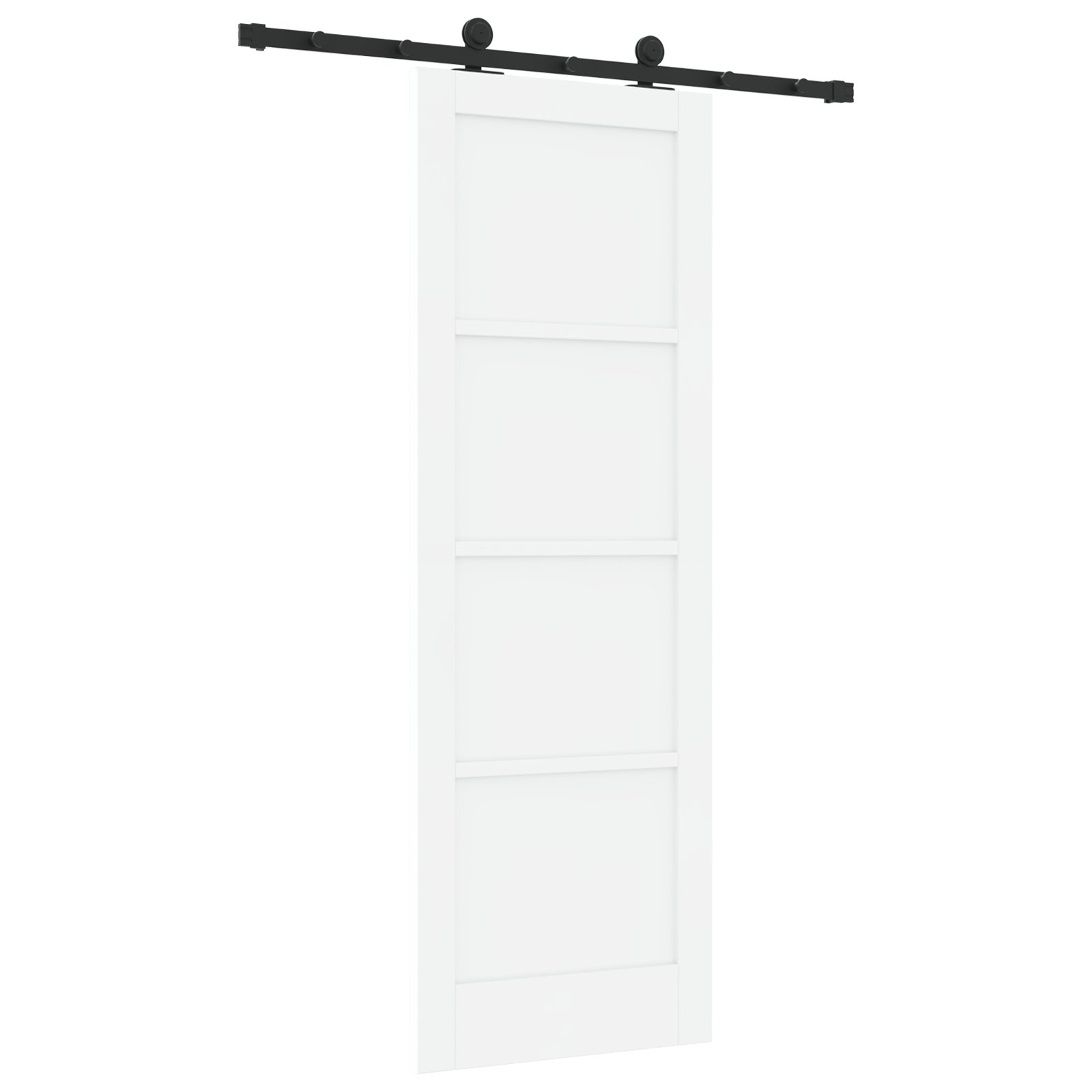 Sliding Door with Hardware Set 'ORKDAL'White Solid Wood Pine - Image 6