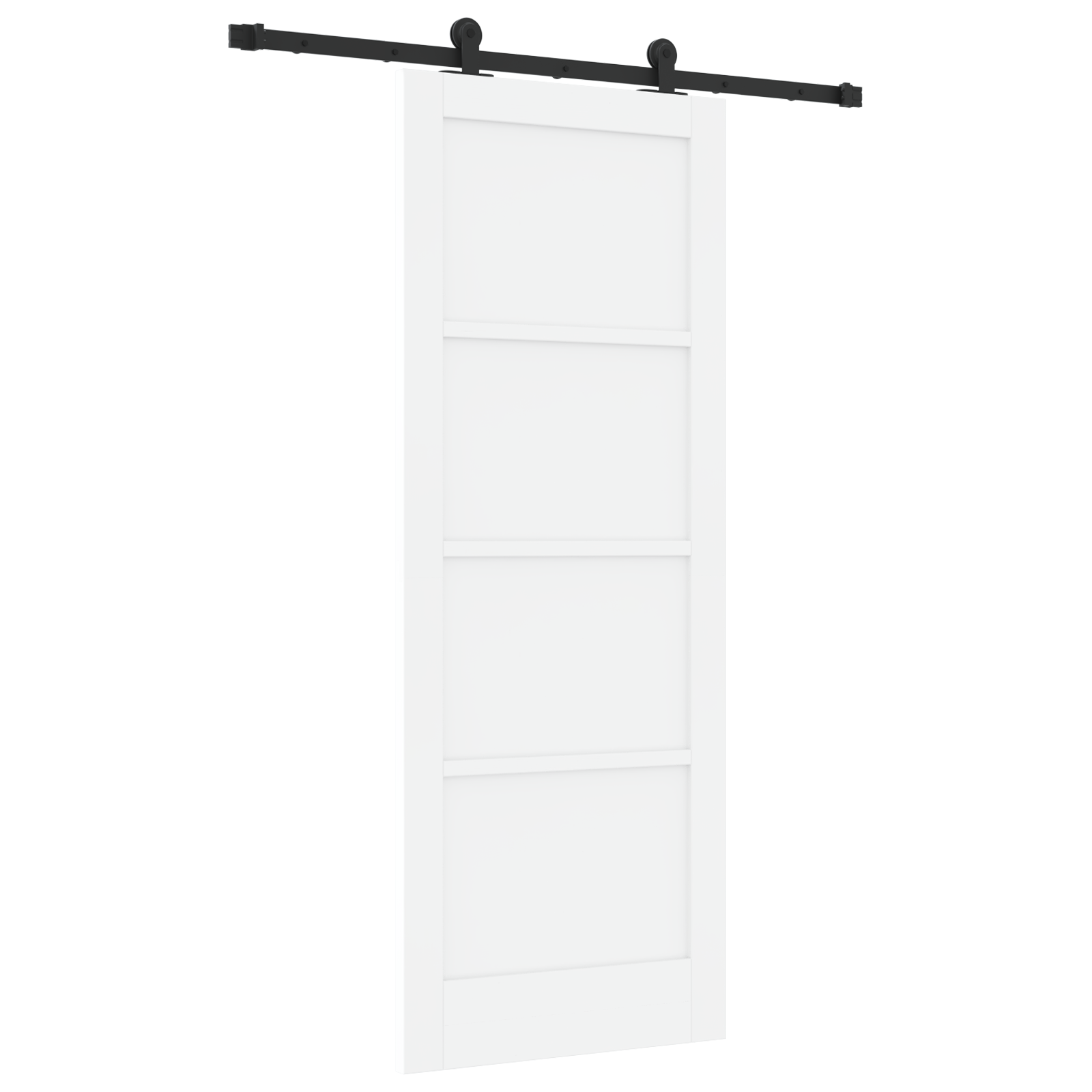 Sliding Door with Hardware Set 'ORKDAL'White Solid Wood Pine - Image 2