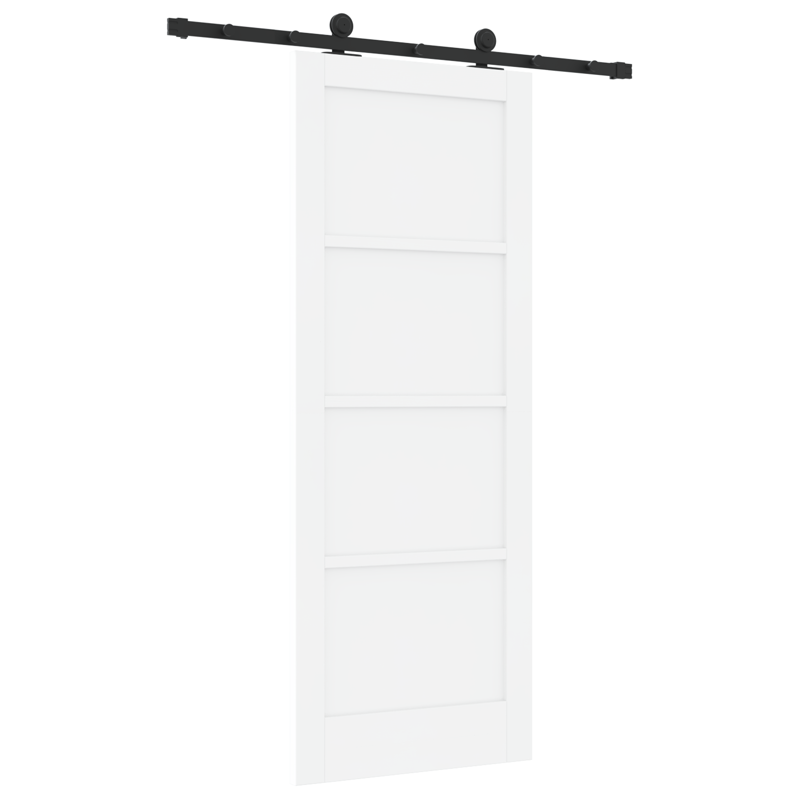Sliding Door with Hardware Set 'ORKDAL'White Solid Wood Pine - Image 6