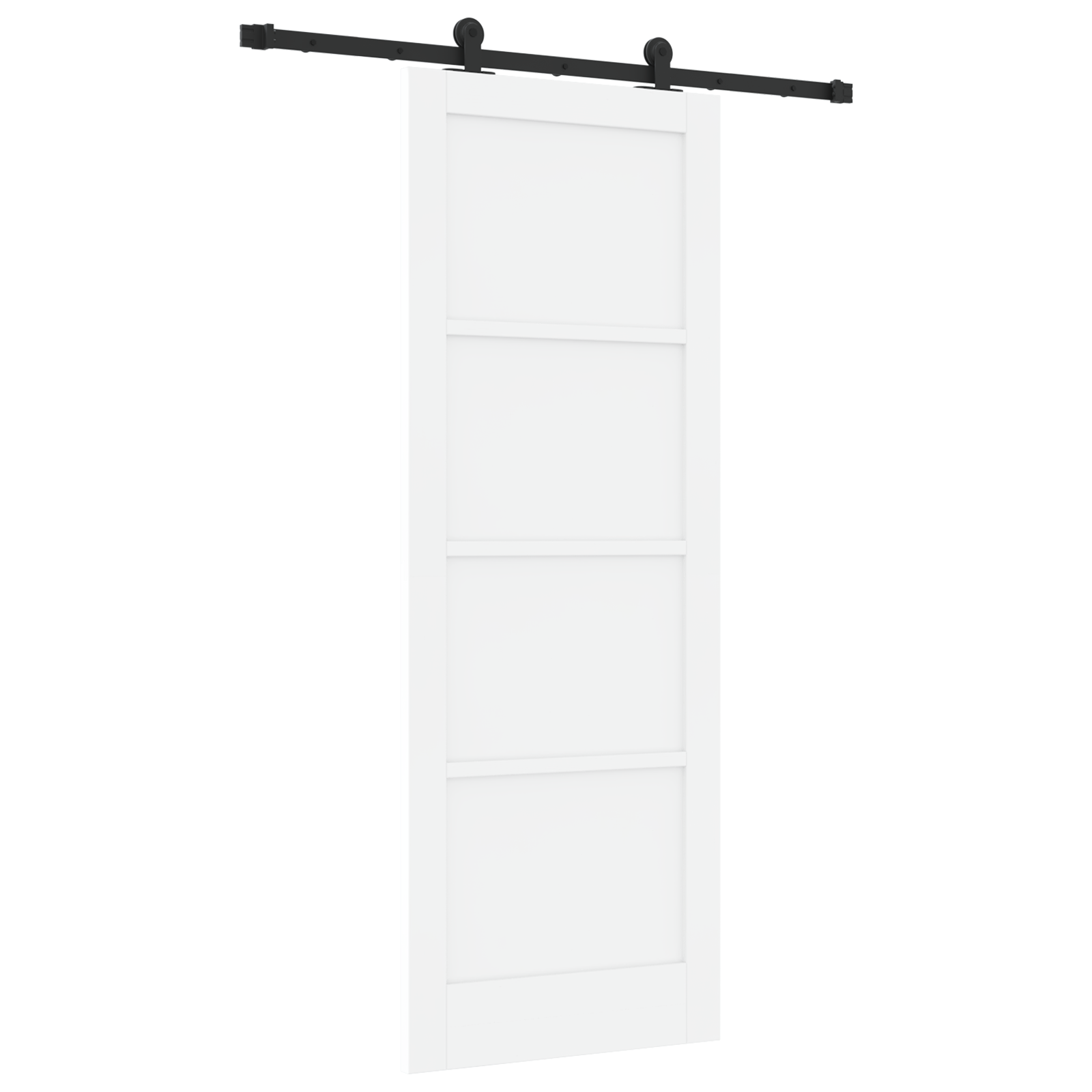 Sliding Door with Hardware Set 'ORKDAL'White Solid Wood Pine - Image 2