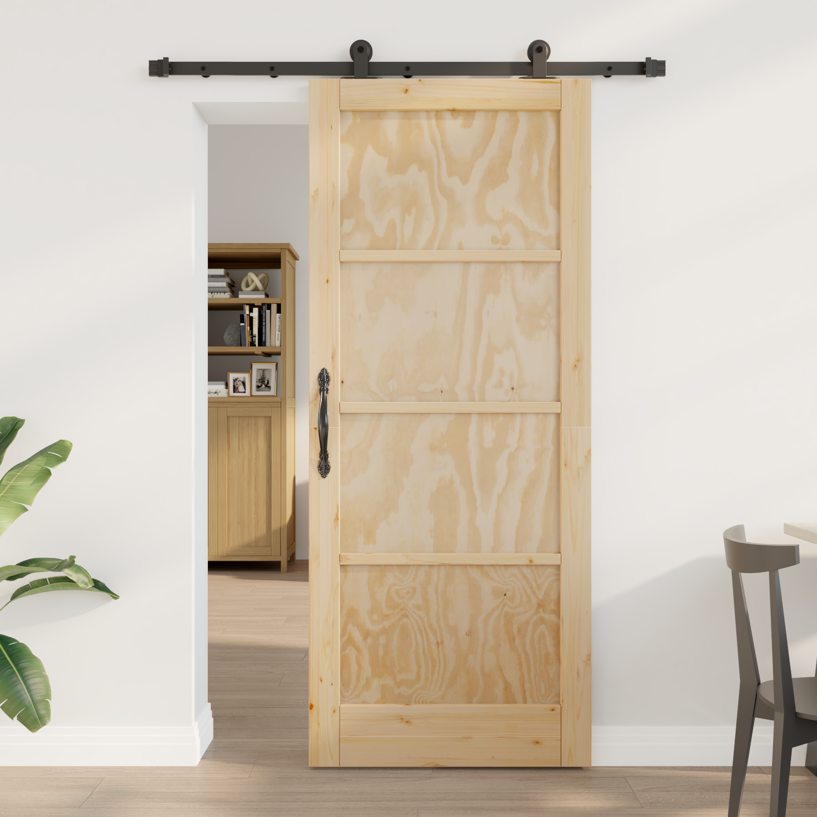 Sliding Door with Hardware Set 'ORKDAL'Solid Wood Pine