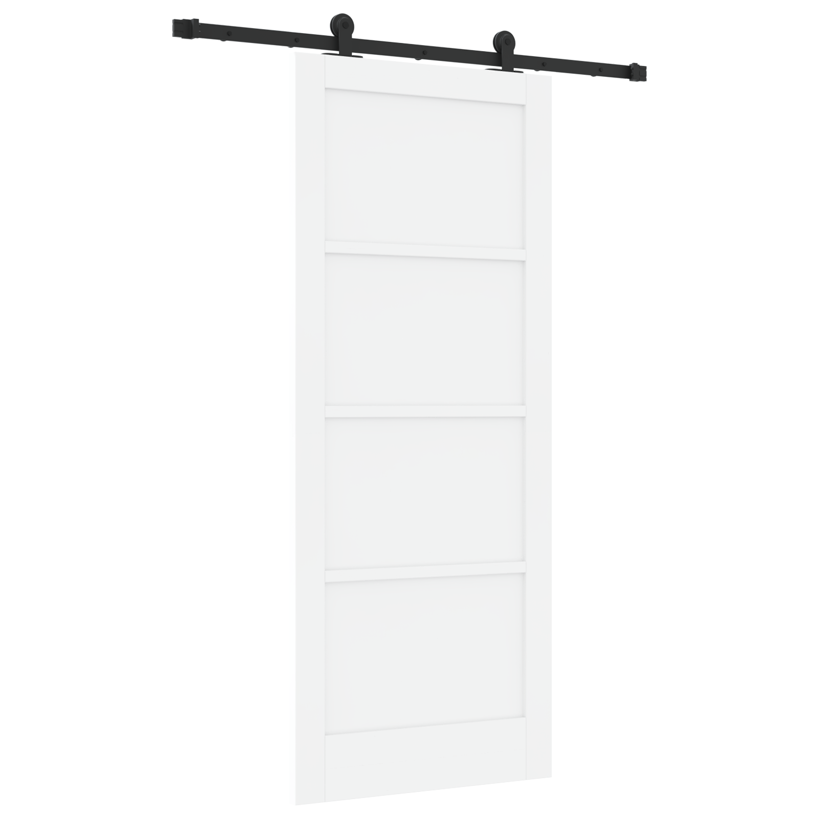 Sliding Door with Hardware Set 'ORKDAL'White Solid Wood Pine - Image 2
