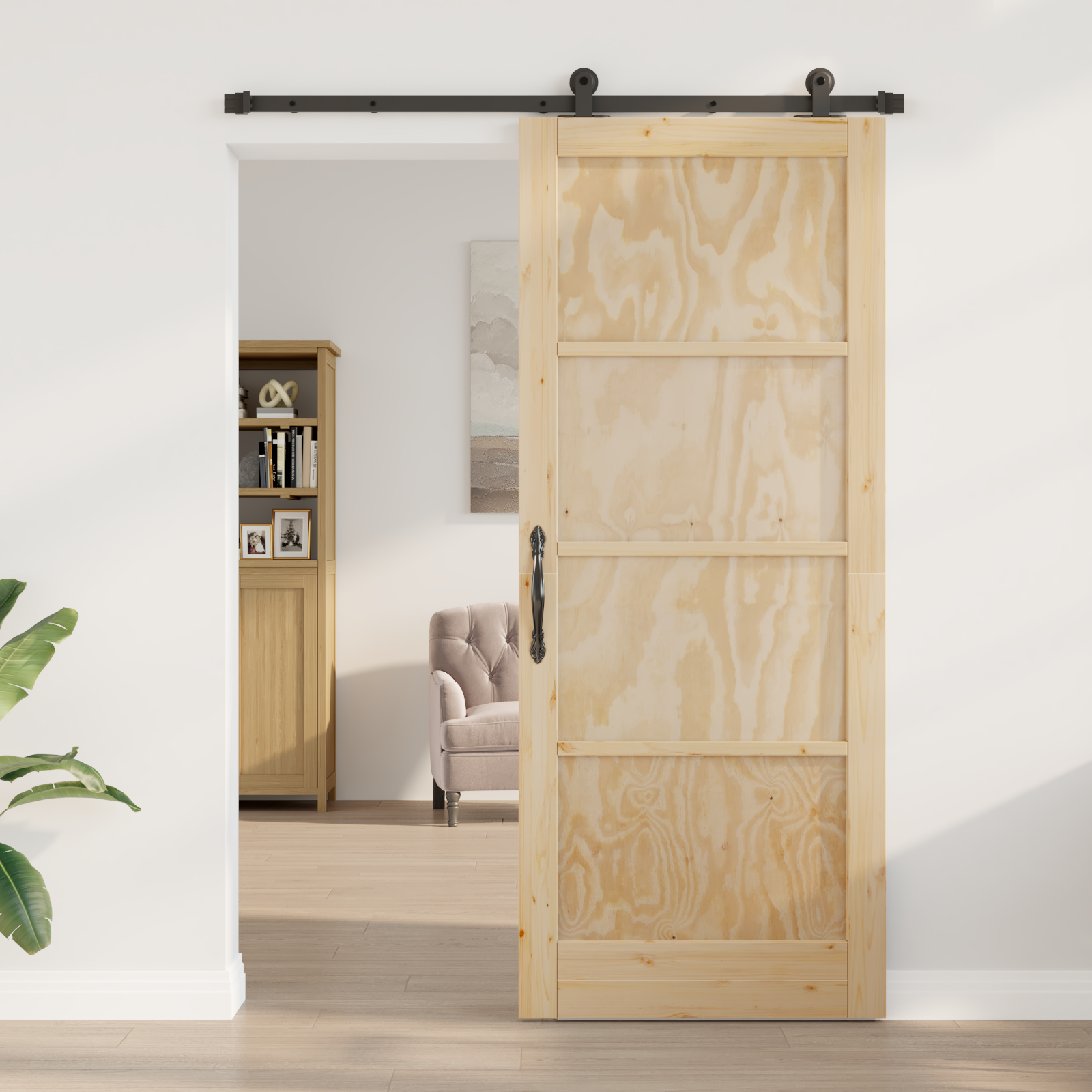Sliding Door with Hardware Set "ORKDAL" Solid Wood Pine - Image 3