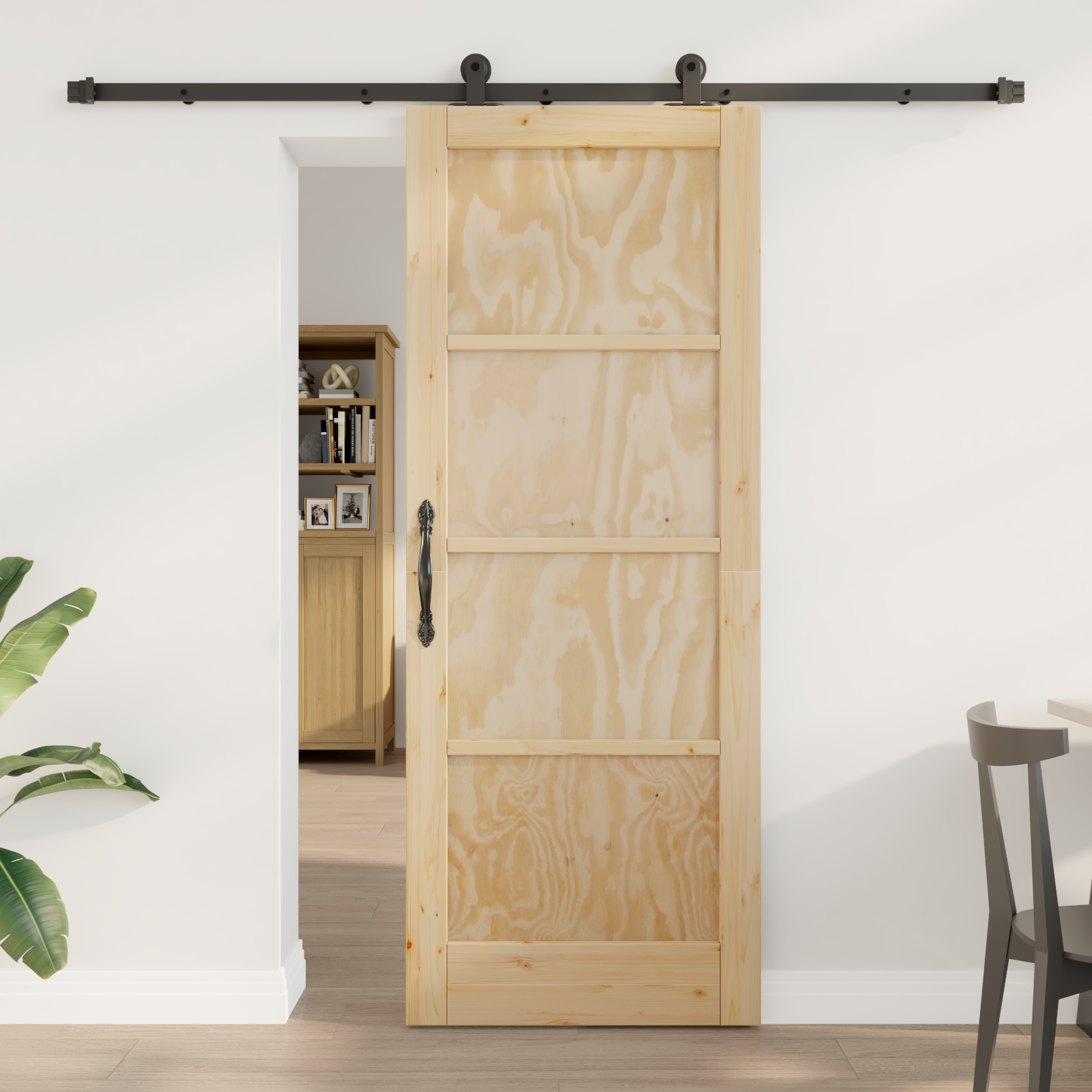 Sliding Door with Hardware Set 'ORKDAL'Solid Wood Pine