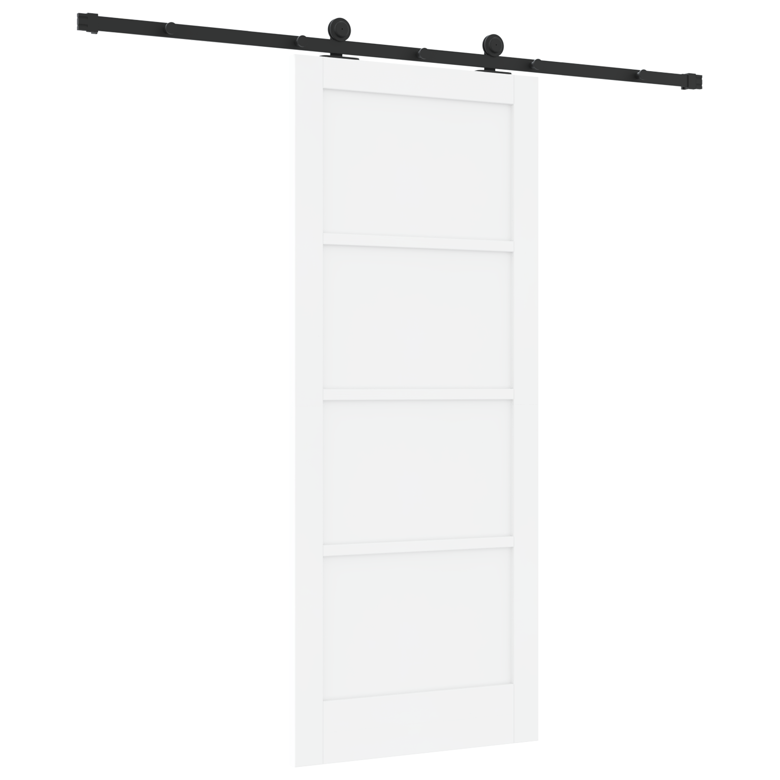 Sliding Door with Hardware Set 'ORKDAL'White Solid Wood Pine - Image 6