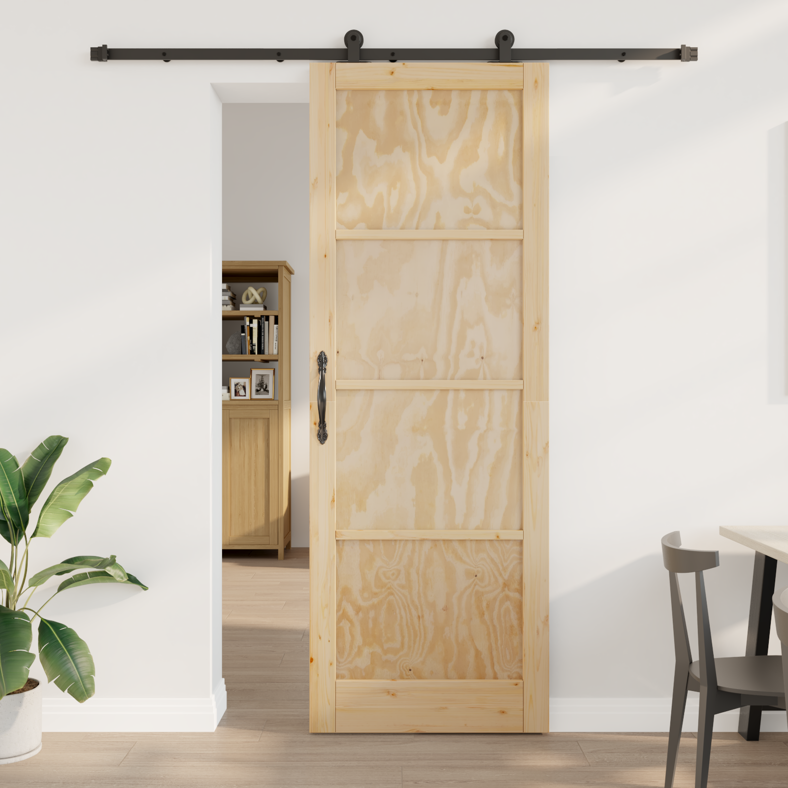 Sliding Door with Hardware Set 'ORKDAL'Solid Wood Pine