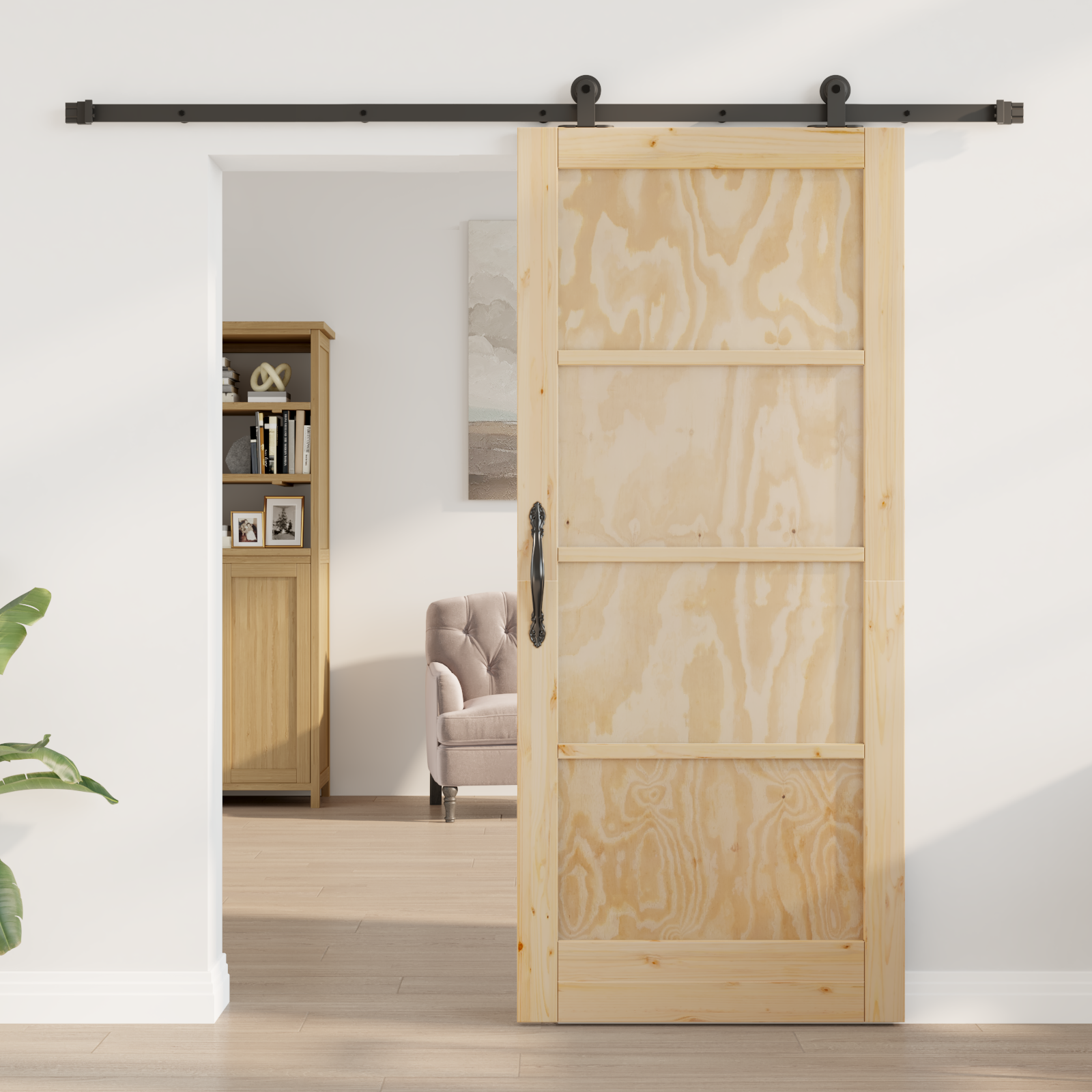 Sliding Door with Hardware Set "ORKDAL" Solid Wood Pine - Image 3