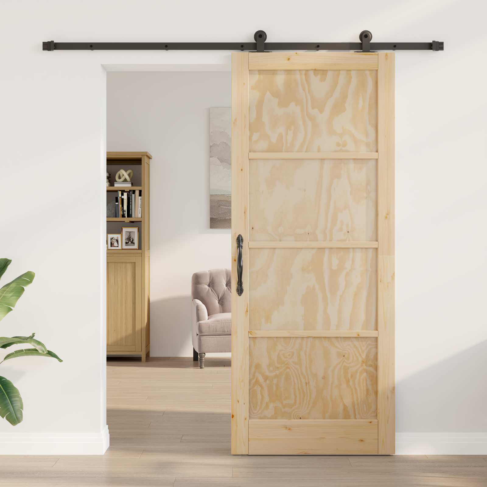 Sliding Door with Hardware Set "ORKDAL" Solid Wood Pine - Image 3