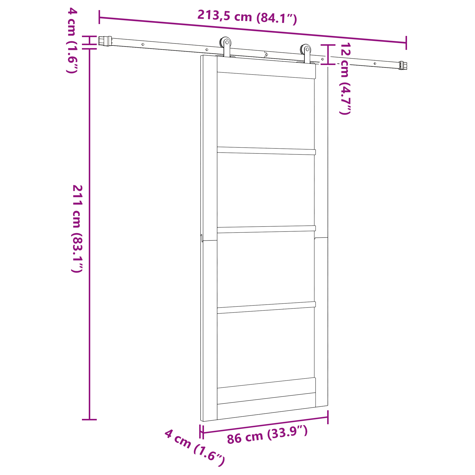 Sliding Door with Hardware Set "ORKDAL" Solid Wood Pine - Image 11