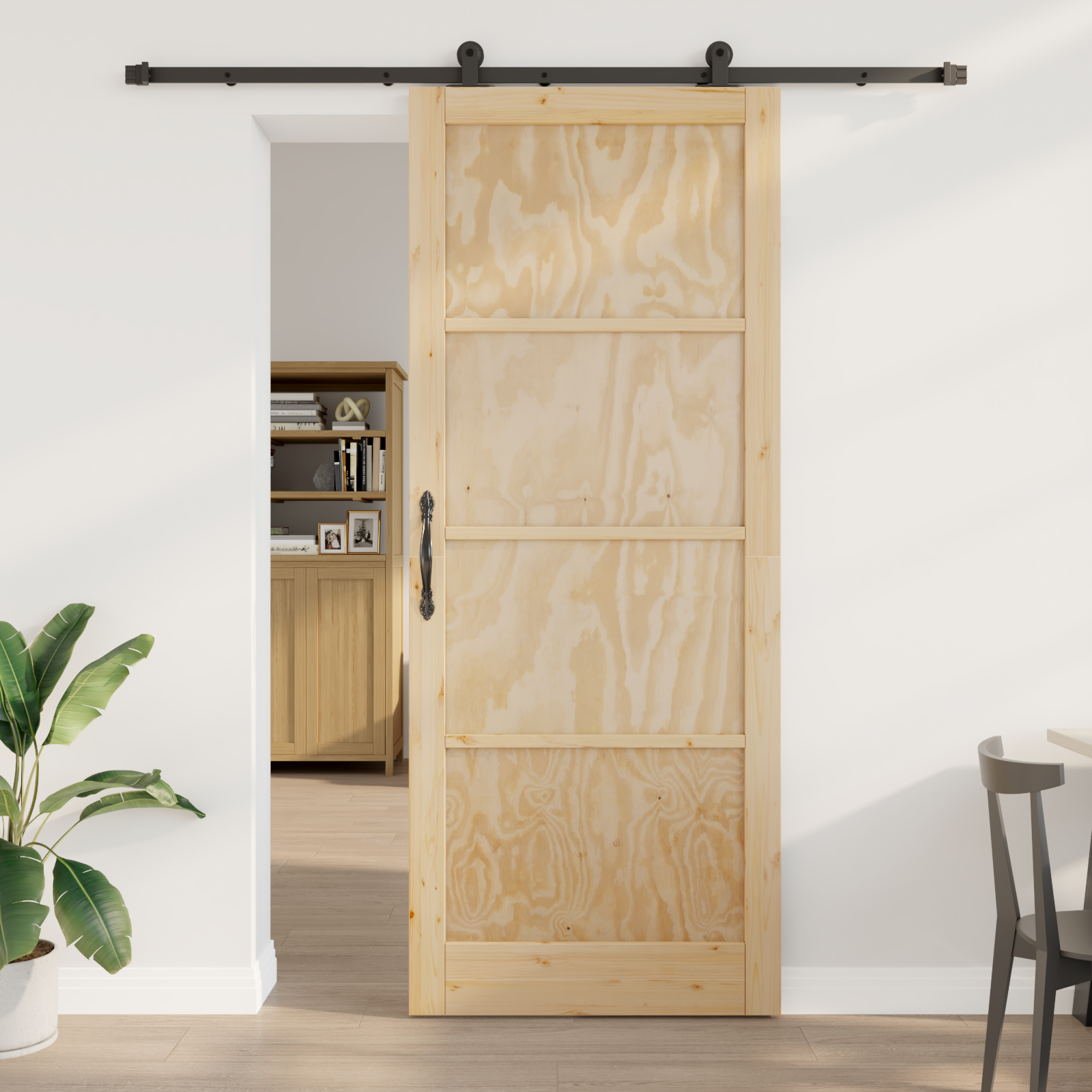 Sliding Door with Hardware Set 'ORKDAL'Solid Wood Pine