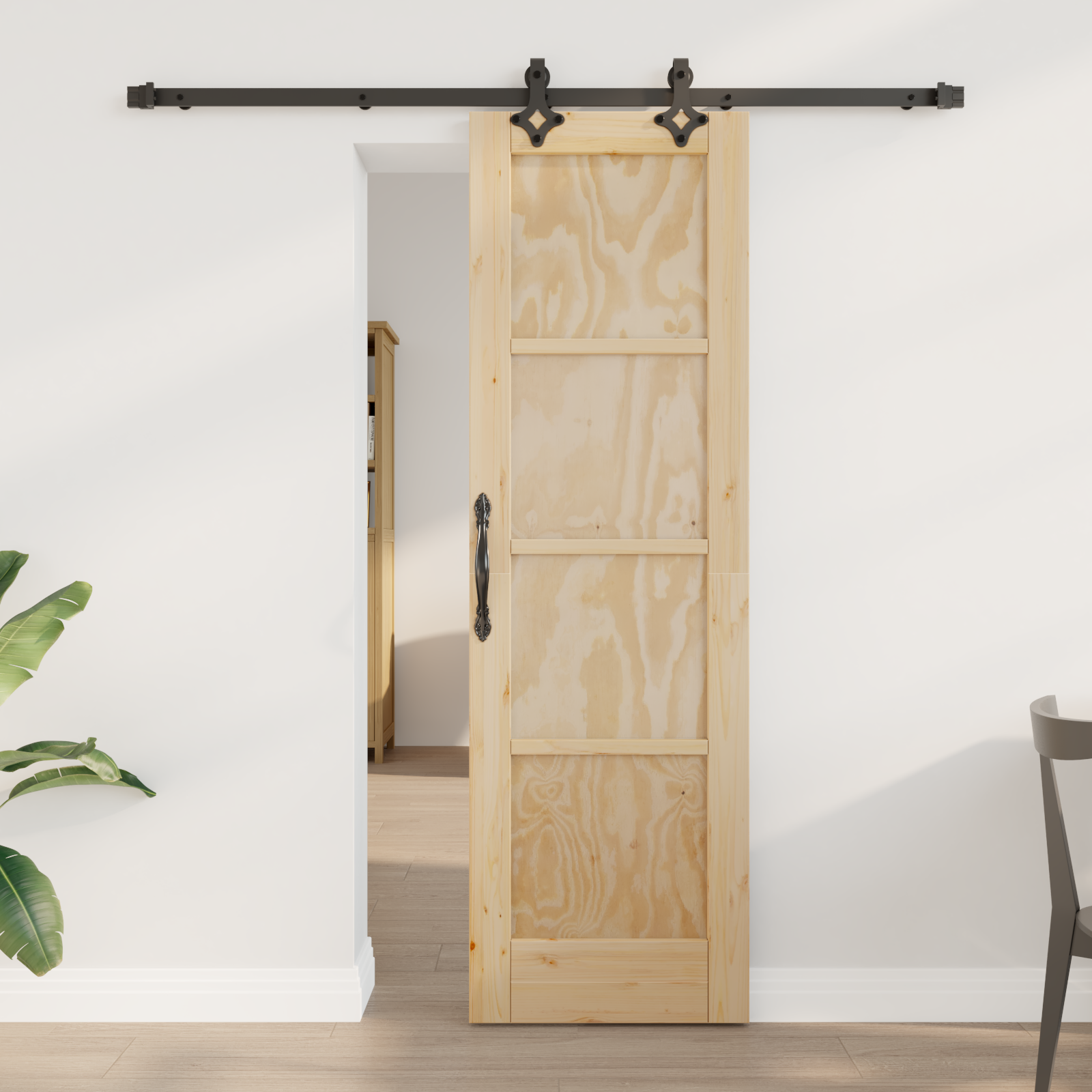 Sliding Door with Hardware Set 61x198.5 cm Solid Wood Pine