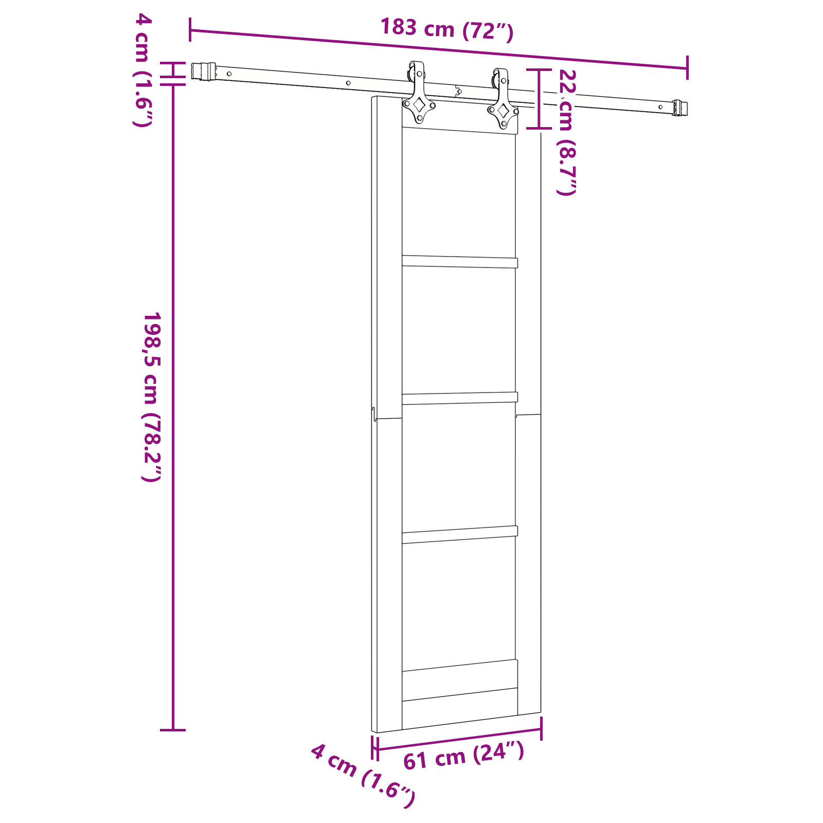 Sliding Door with Hardware Set White 61x198.5 cm Solid Wood Pine - Image 11
