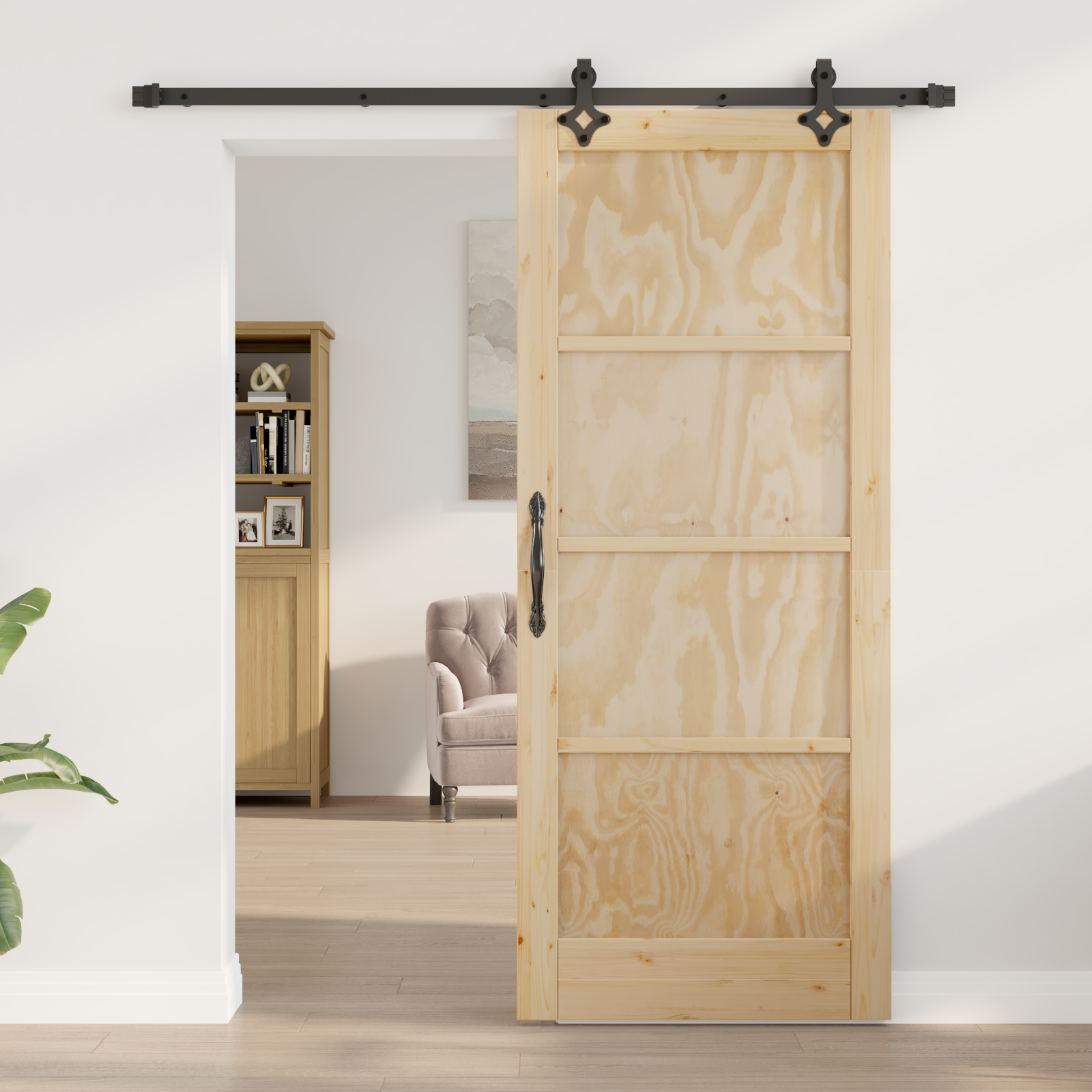 Sliding Door with Hardware Set 83x202 cm Solid Wood Pine - Image 3