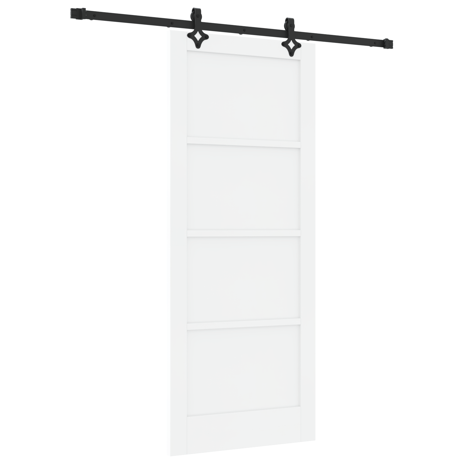 Sliding Door with Hardware Set White 83x202 cm Solid Wood Pine - Image 2