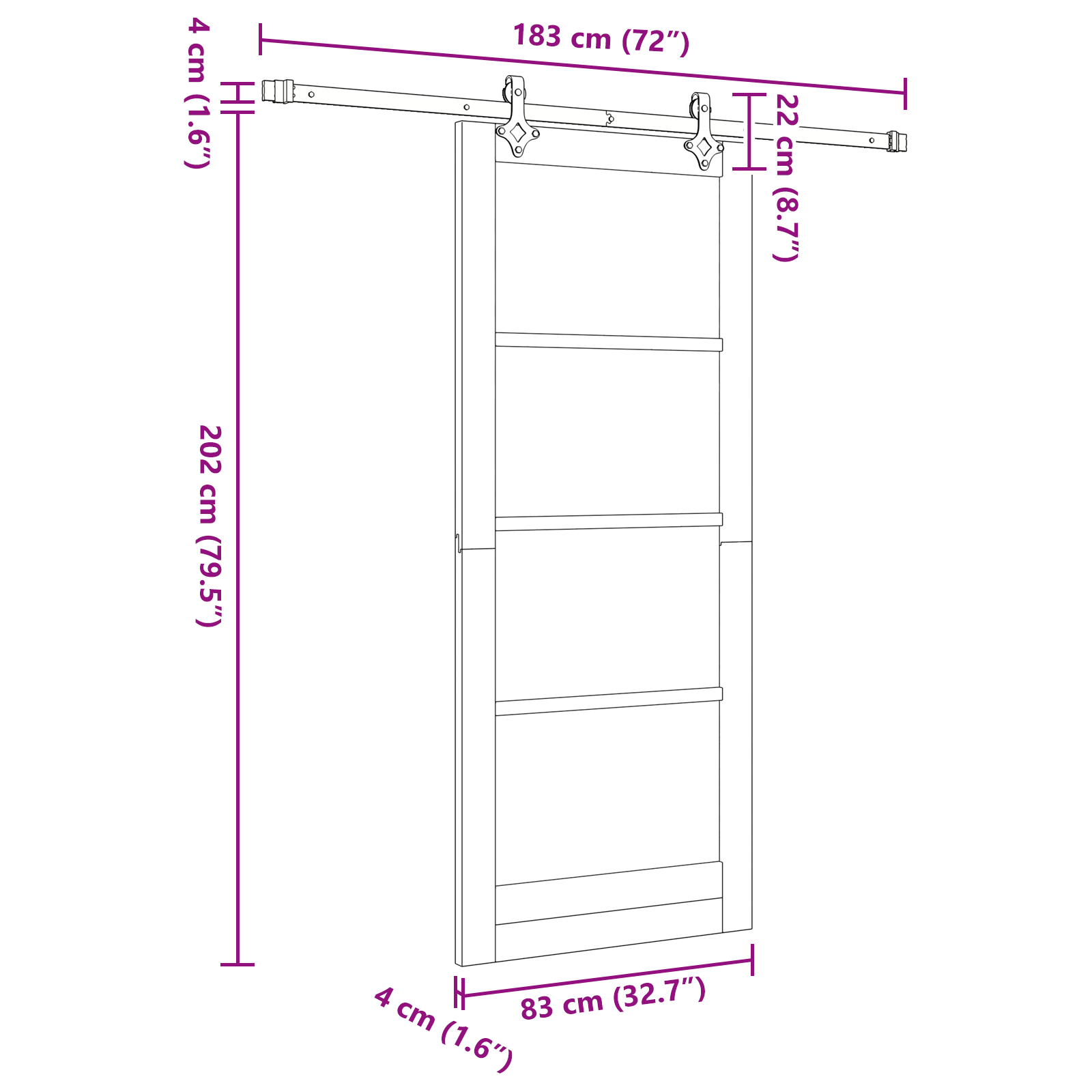 Sliding Door with Hardware Set White 83x202 cm Solid Wood Pine - Image 11