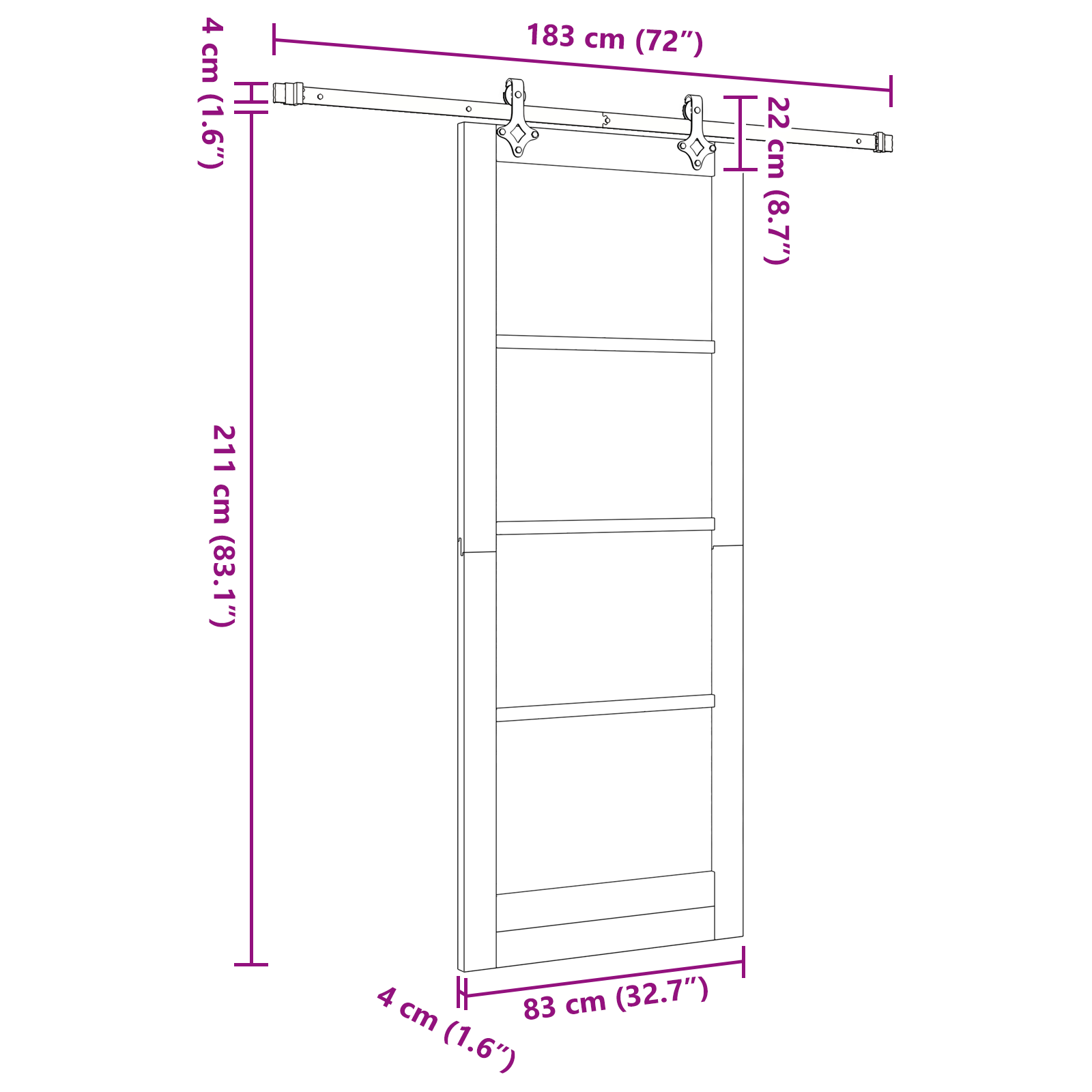 Sliding Door with Hardware Set 83x211 cm Solid Wood Pine - Image 11