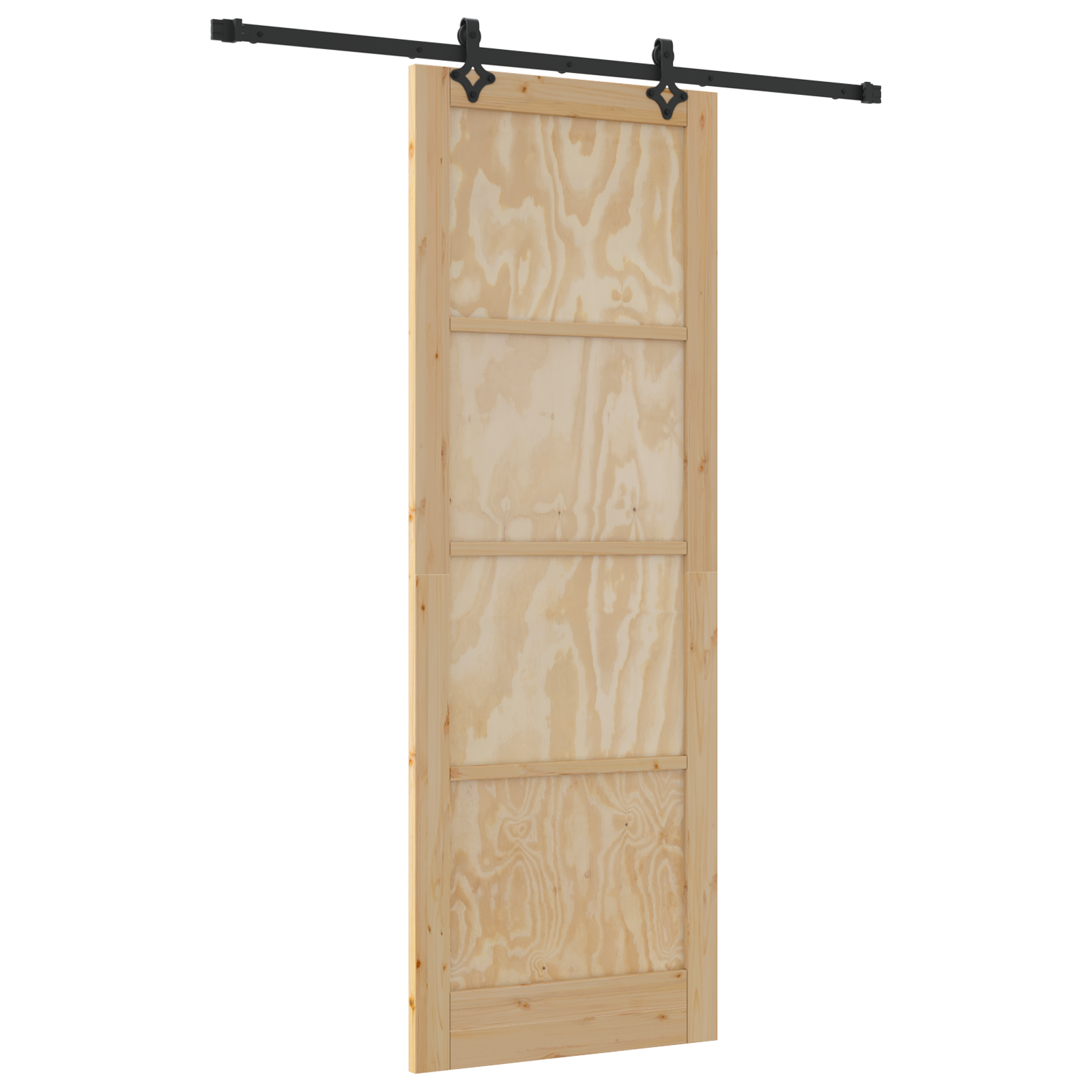 Sliding Door with Hardware Set 83x232 cm Solid Wood Pine - Image 2
