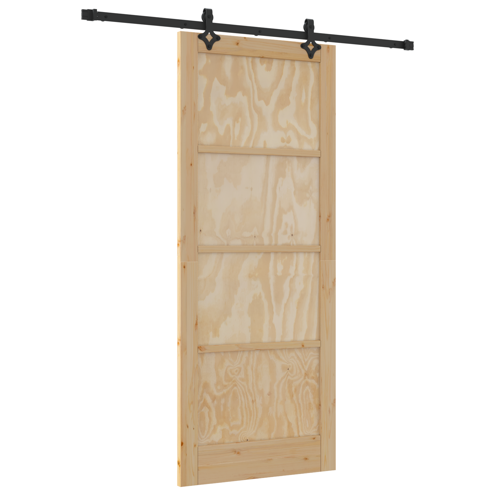 Sliding Door with Hardware Set 86x211 cm Solid Wood Pine - Image 2