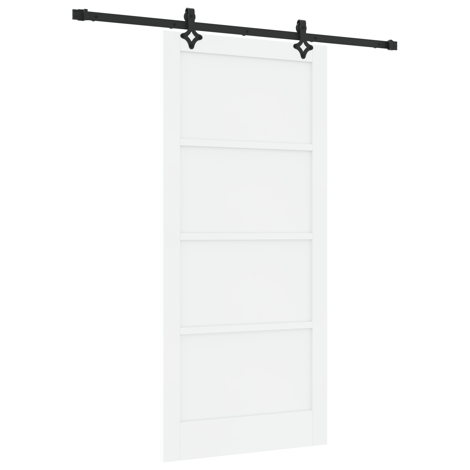 Sliding Door with Hardware Set White 93x202 cm Solid Wood Pine - Image 2