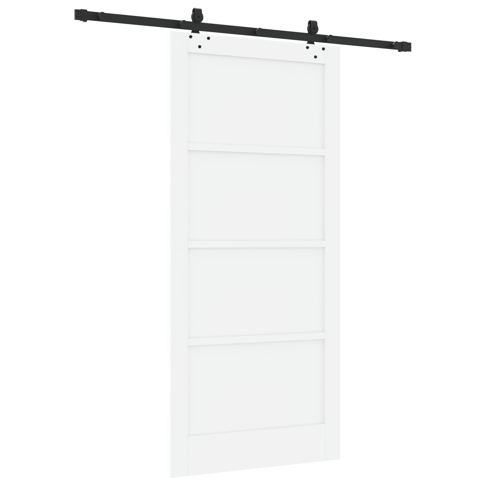Sliding Door with Hardware Set White 93x202 cm Solid Wood Pine - Image 6