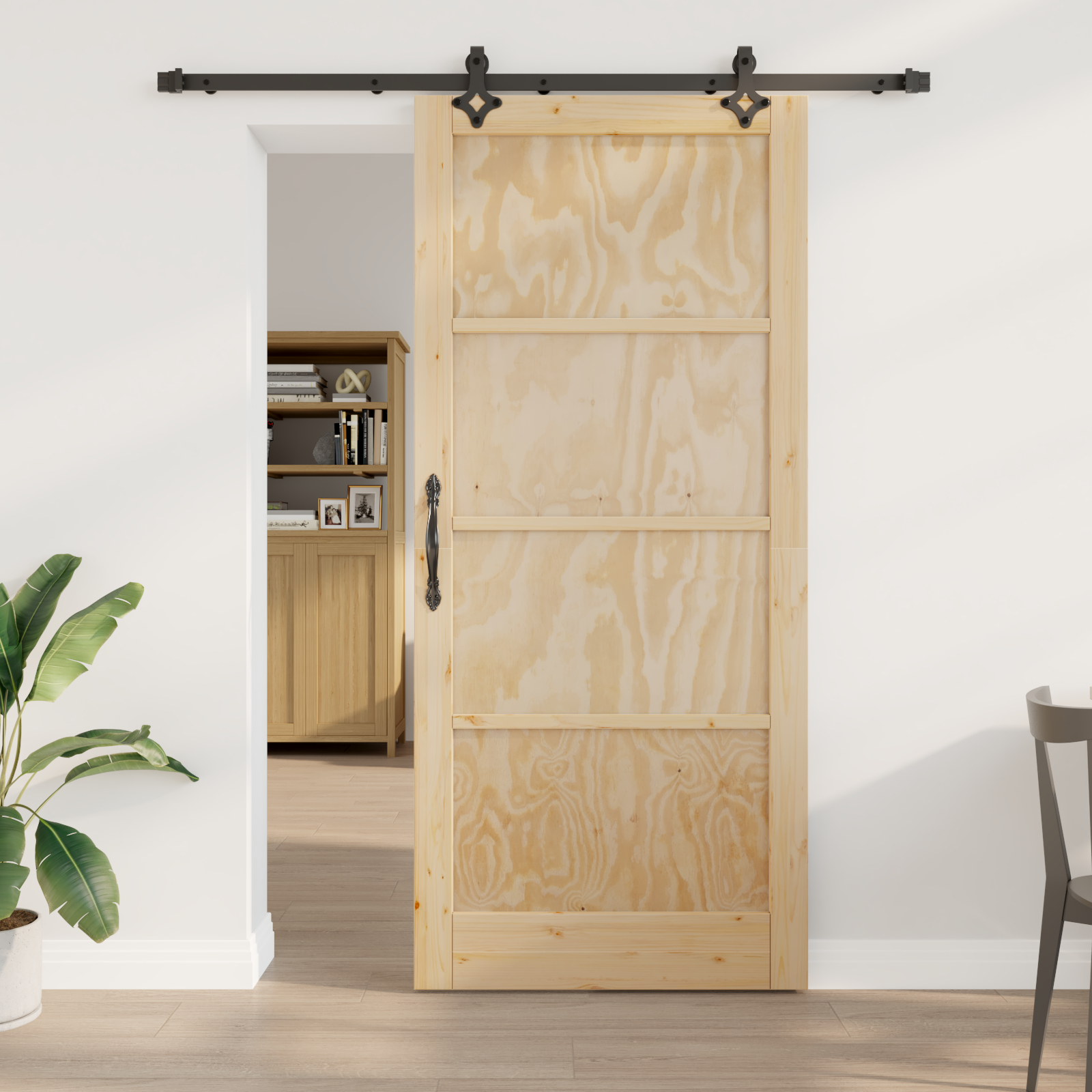 Sliding Door with Hardware Set 93x211 cm Solid Wood Pine