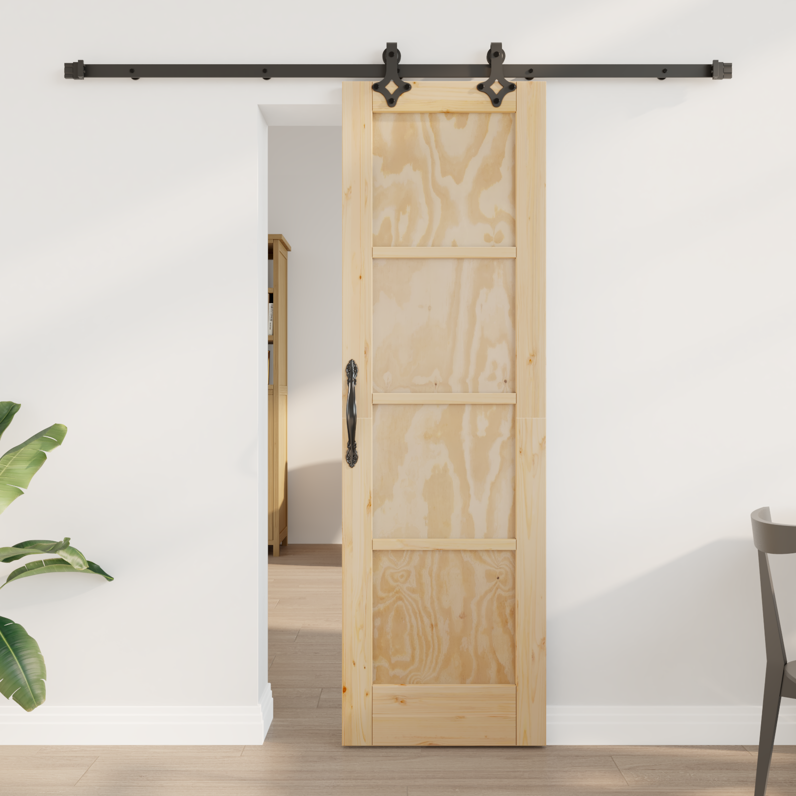 Sliding Door with Hardware Set 61x198.5 cm Solid Wood Pine