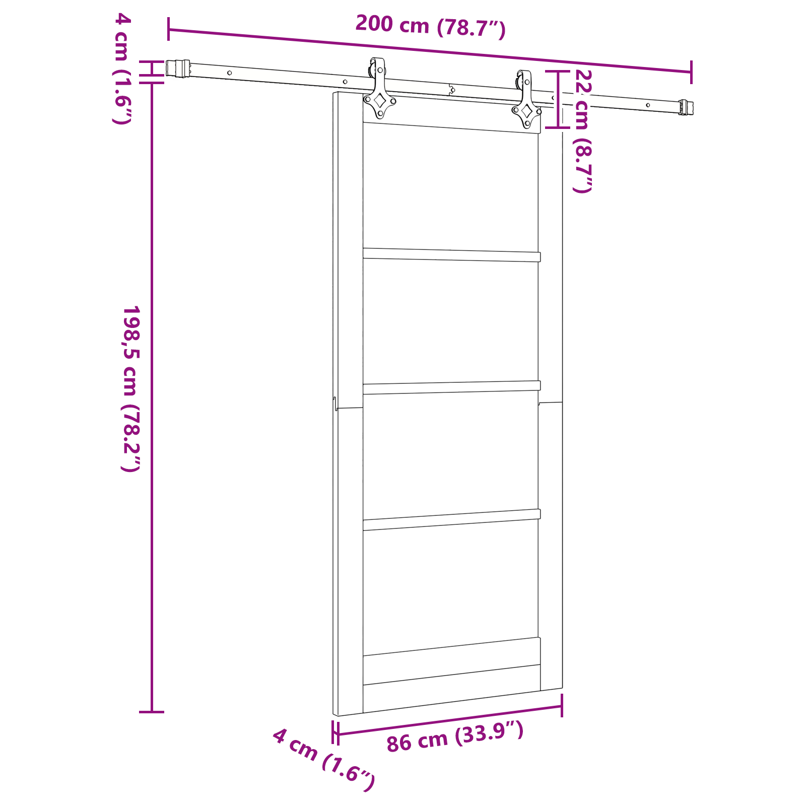 Sliding Door with Hardware Set 86x198.5 cm Solid Wood Pine - Image 11