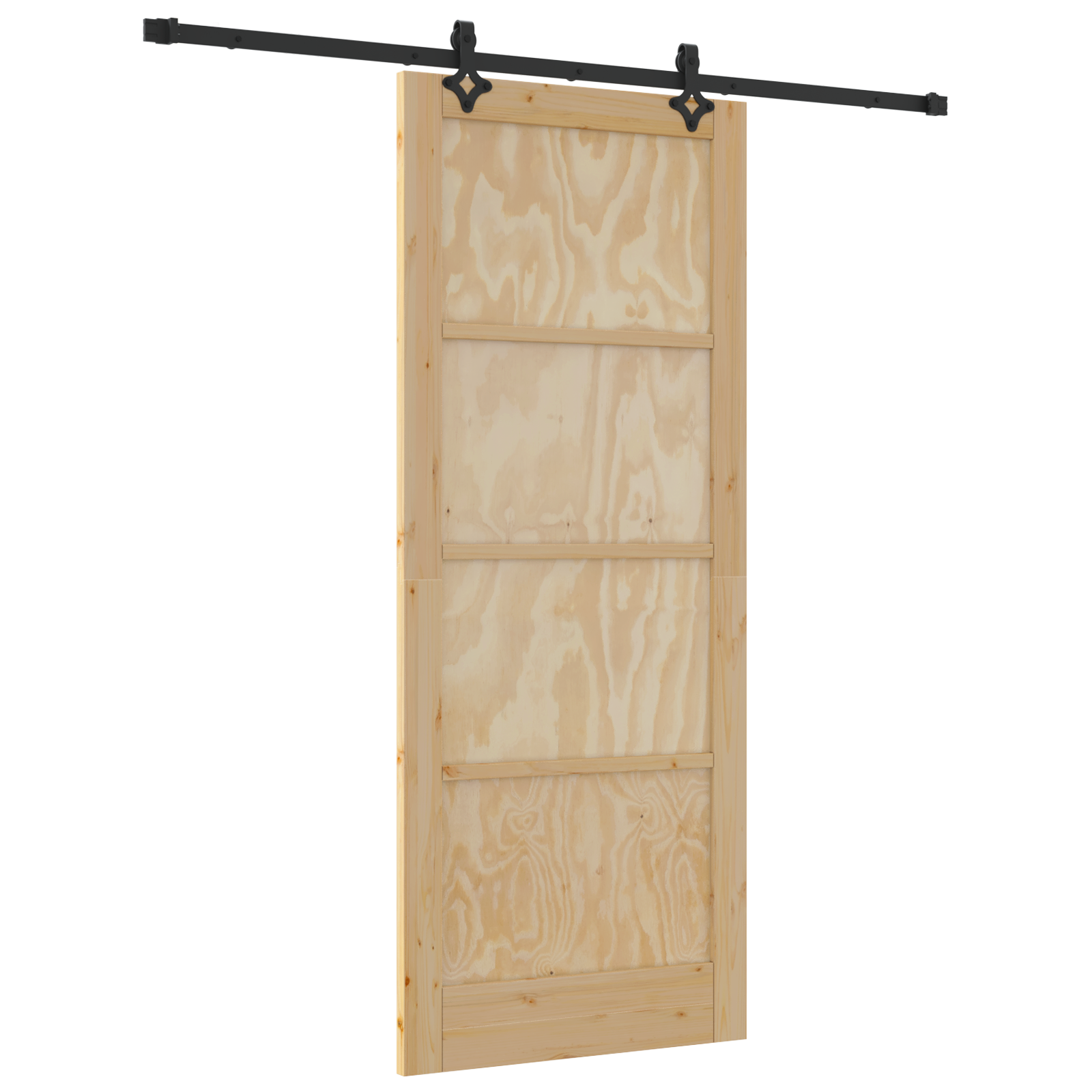 Sliding Door with Hardware Set 86x211 cm Solid Wood Pine - Image 2