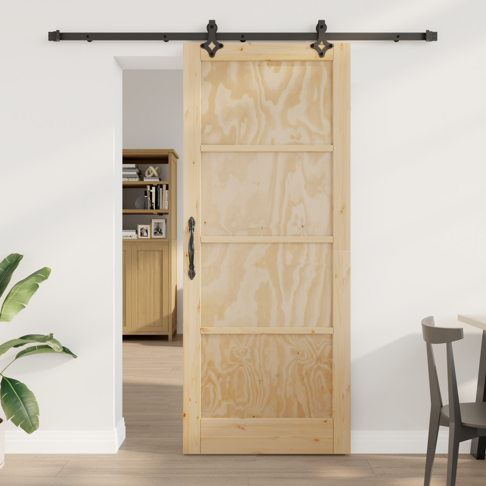 Sliding Door with Hardware Set 86x211 cm Solid Wood Pine