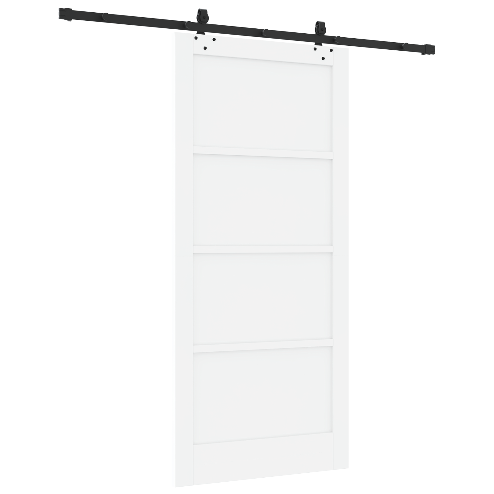 Sliding Door with Hardware Set White 93x202 cm Solid Wood Pine - Image 6
