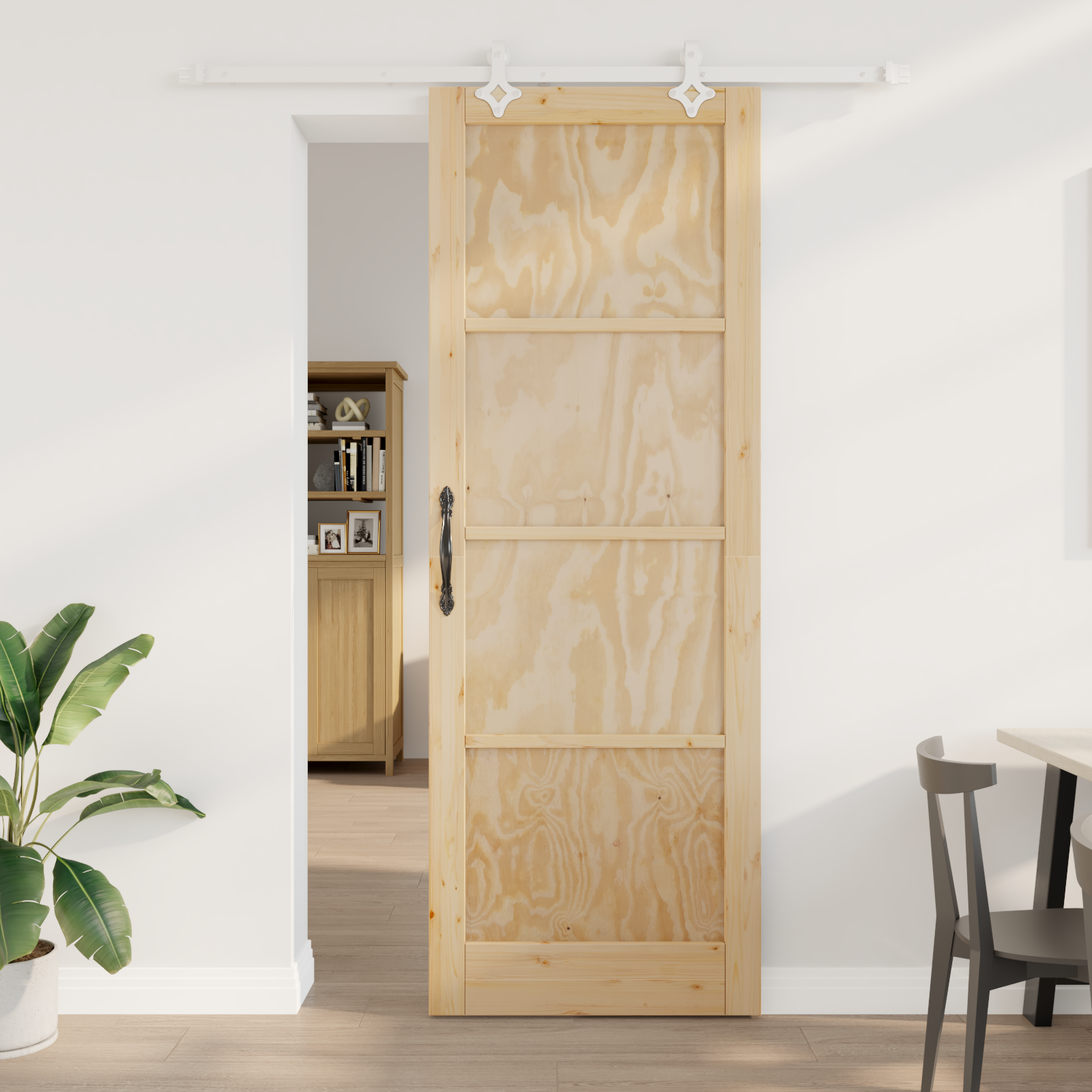 Sliding Door with Hardware Set 83x232 cm Solid Wood Pine